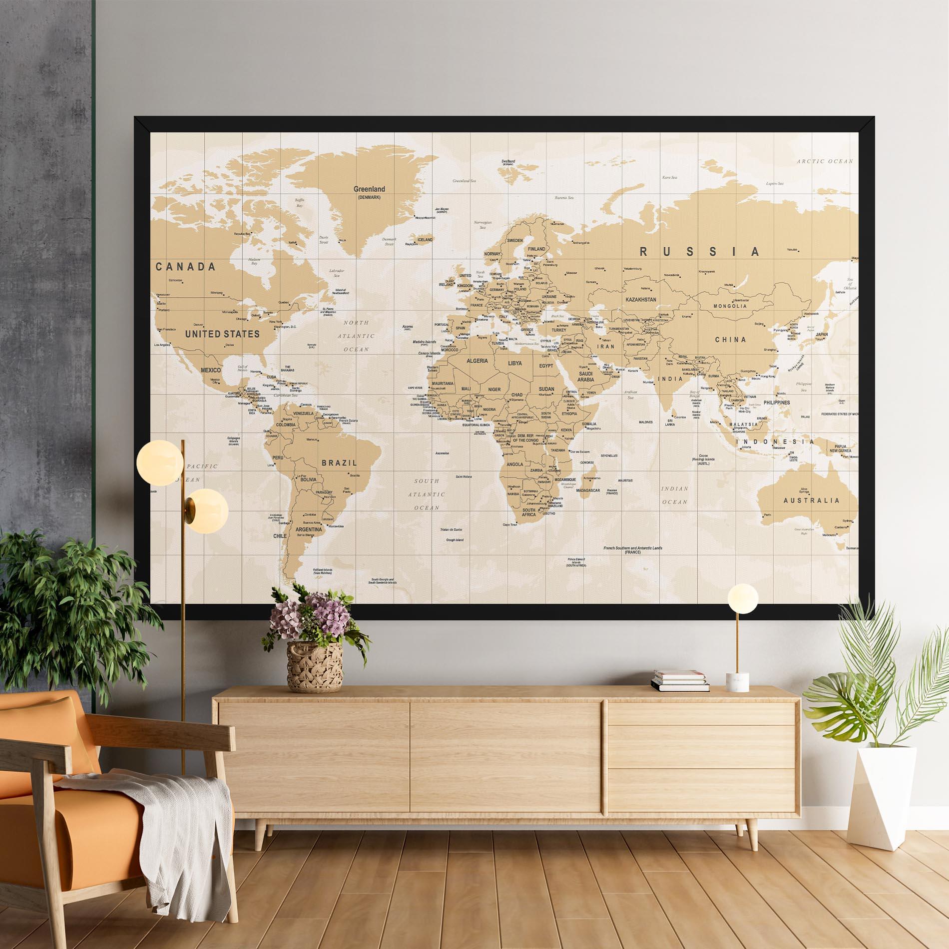 Leinwandbild World Old Map mockup 9