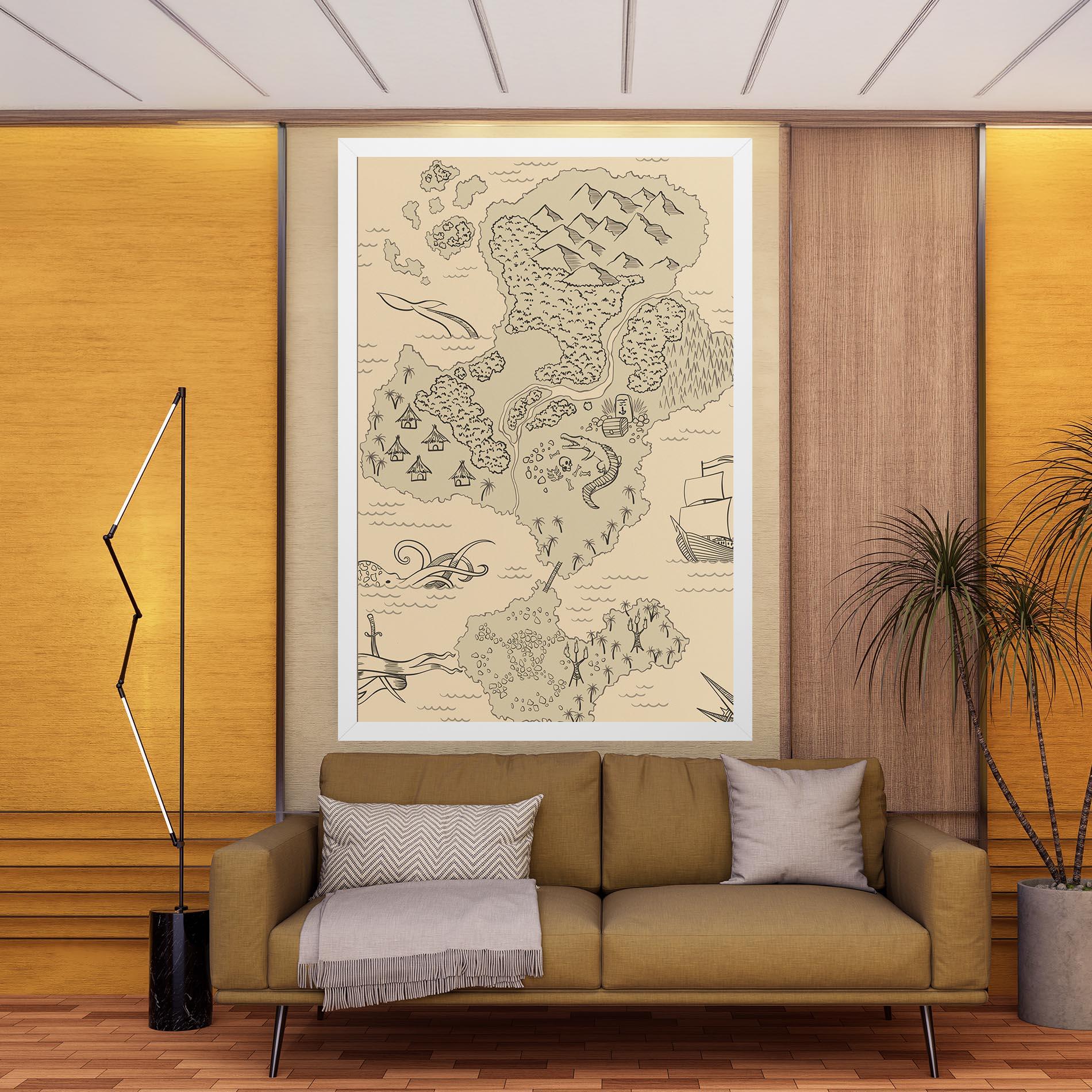 Leinwandbild Island Old Map mockup 9