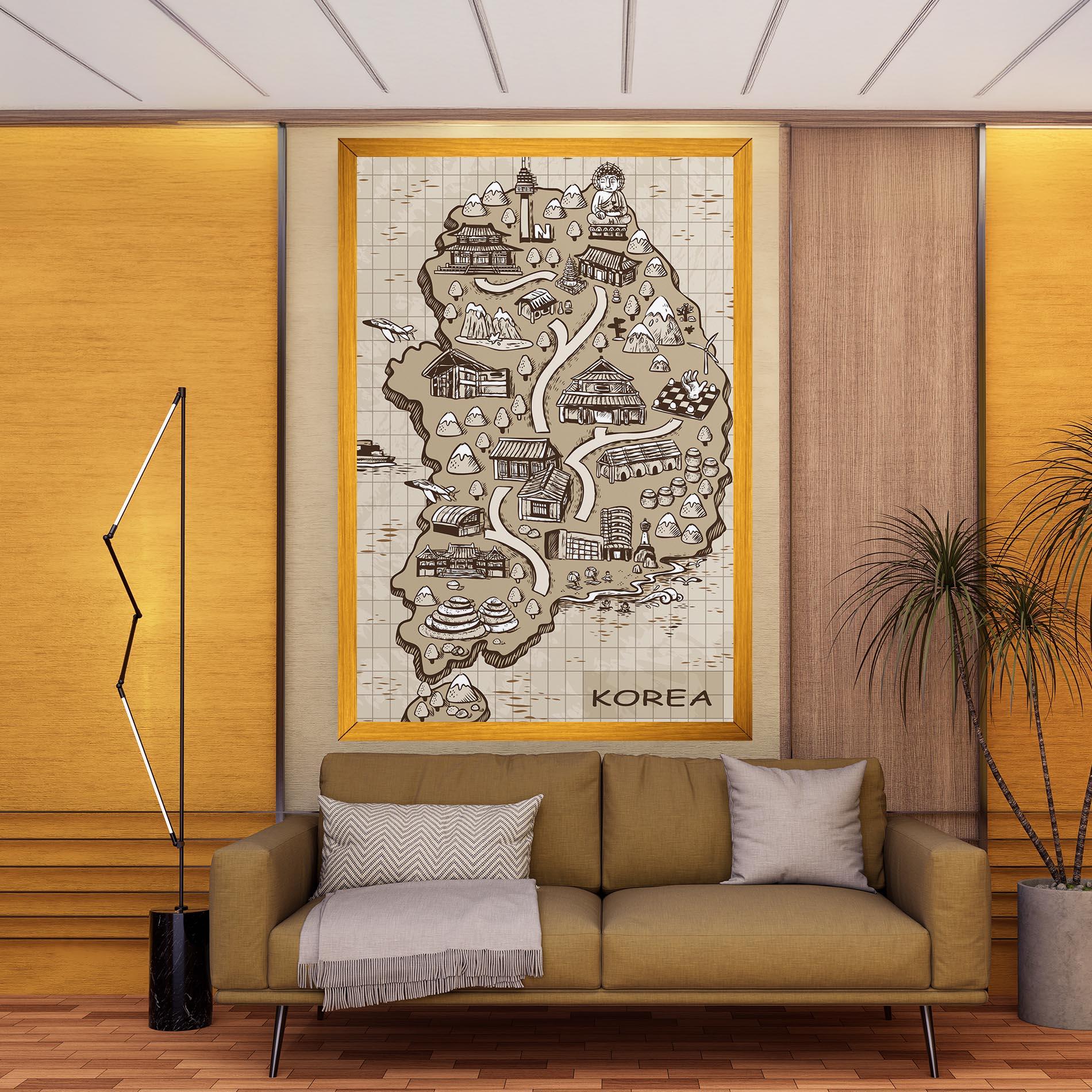 Leinwandbild Old Korea Map mockup 9