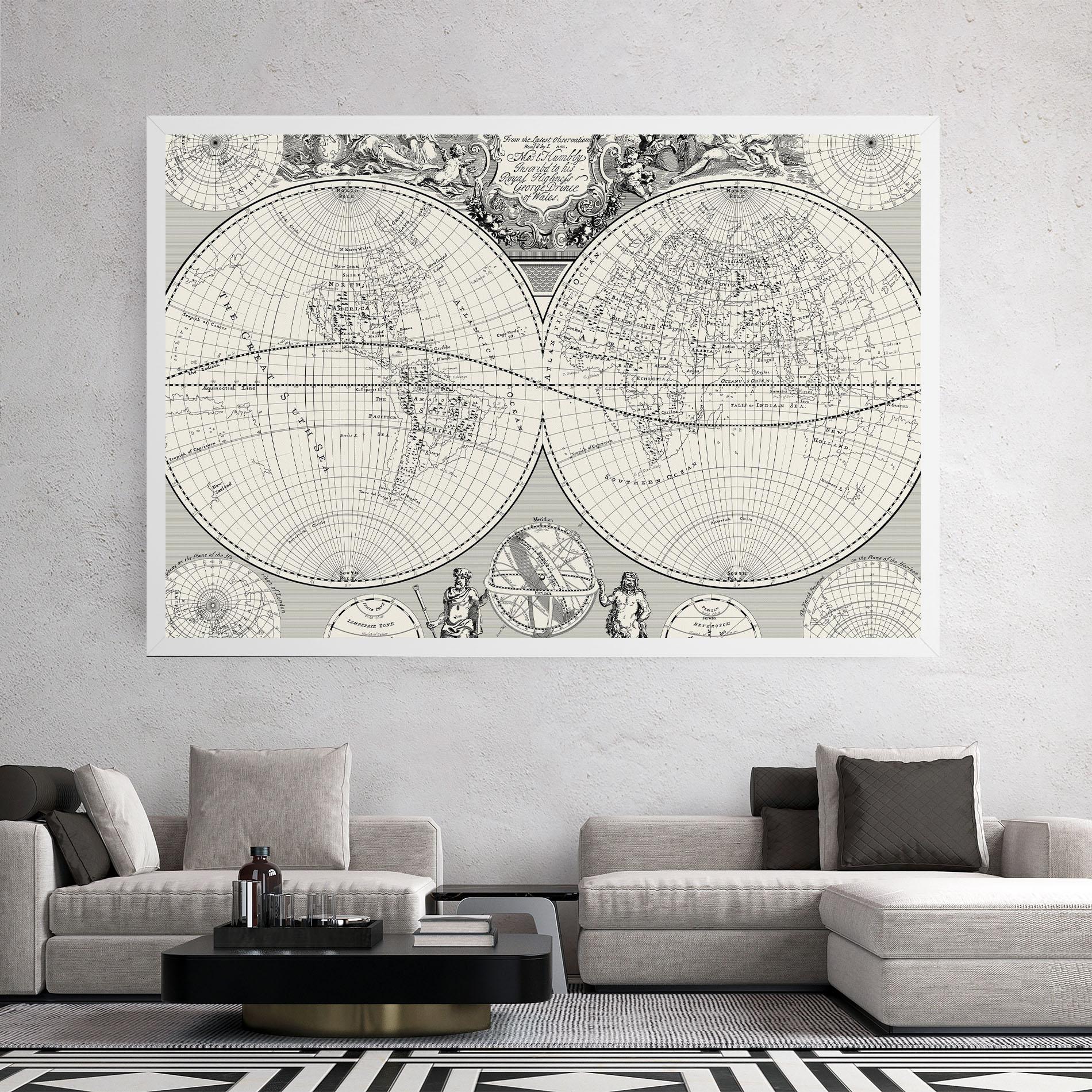 Leinwandbild Black White Map mockup 2