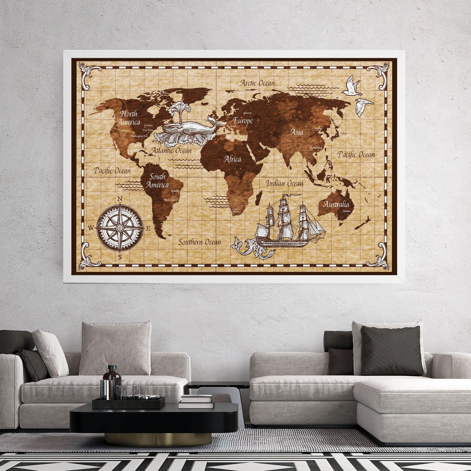 Leinwandbild Brown Old Map mockup 2
