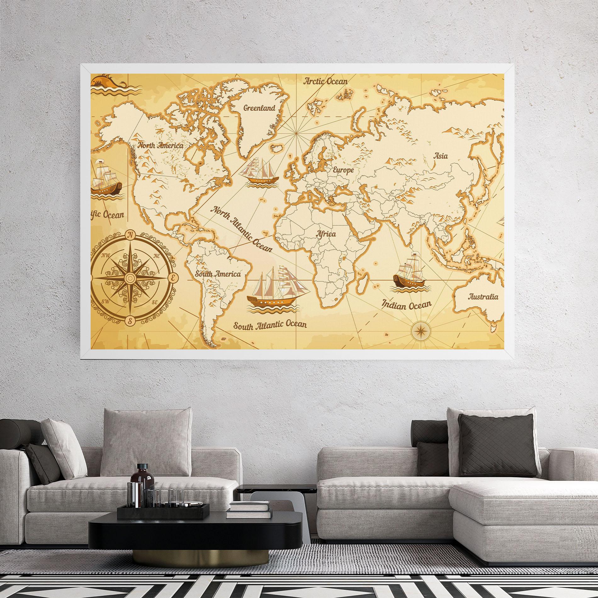 Leinwandbild Gold Old Map mockup 2