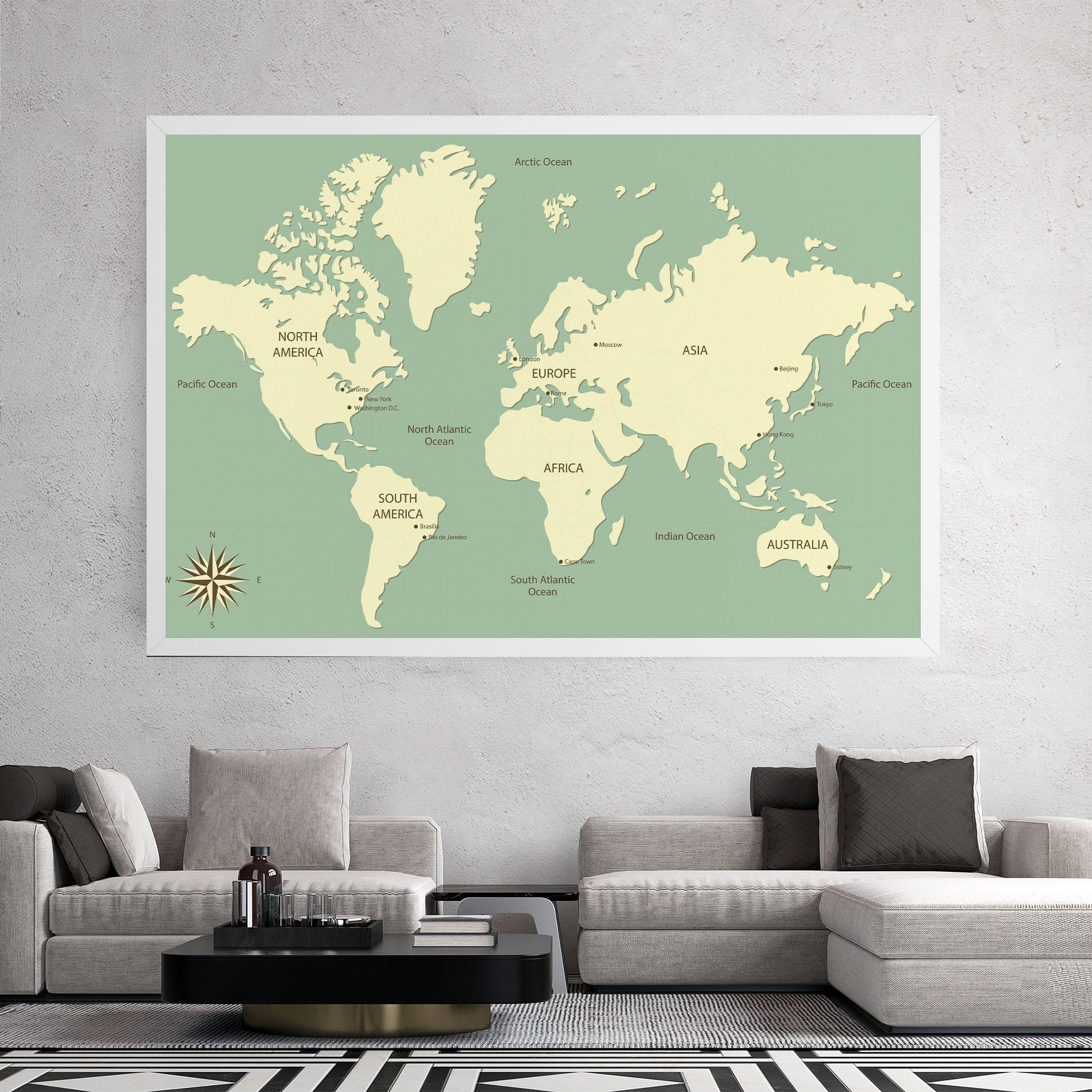 Leinwandbild Green Cream Map mockup 2