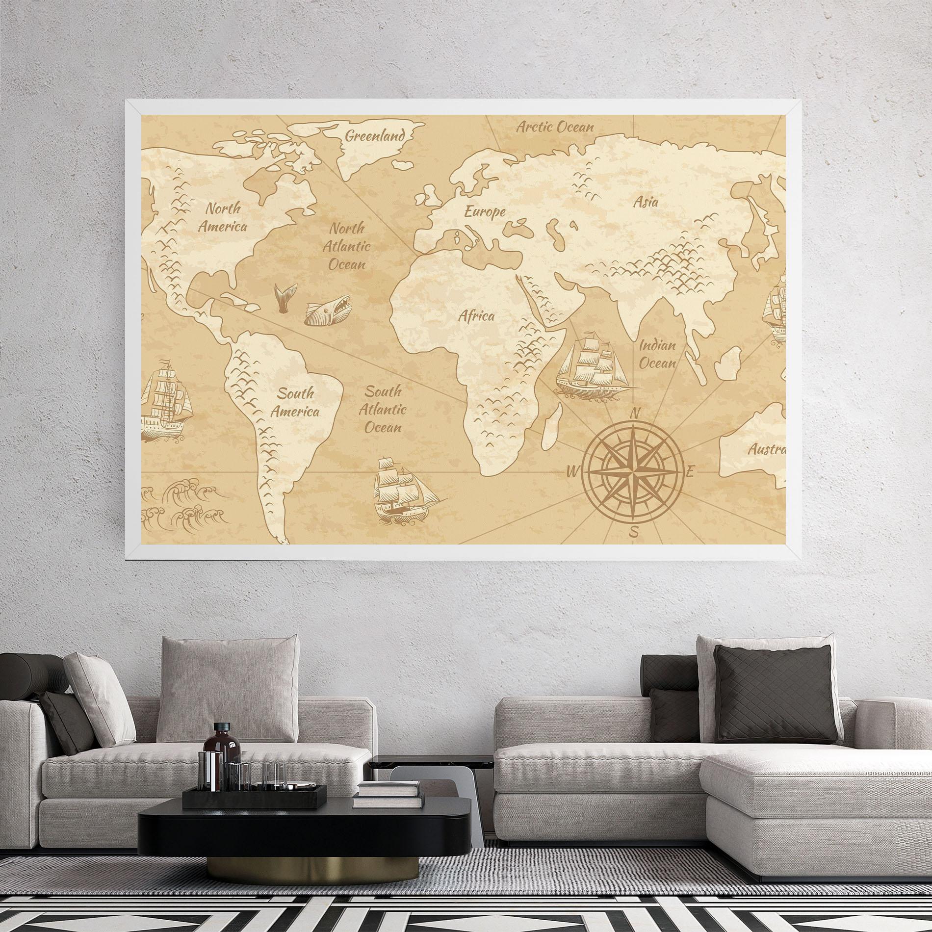 Leinwandbild Old Continents Map mockup 2