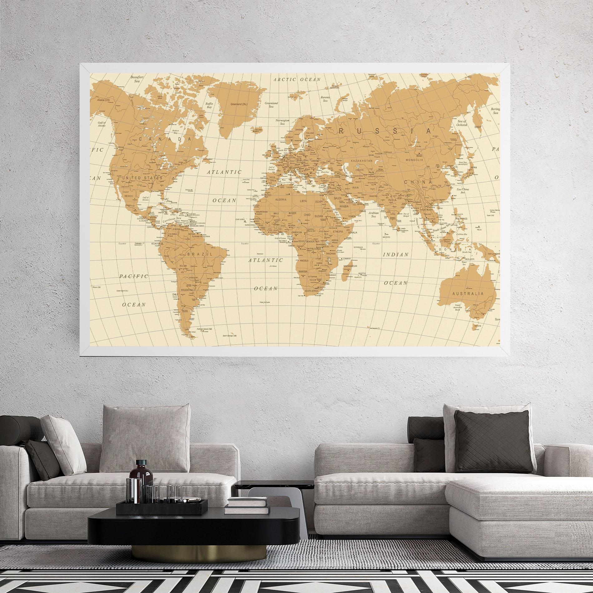 Leinwandbild Old Map Cream mockup 2