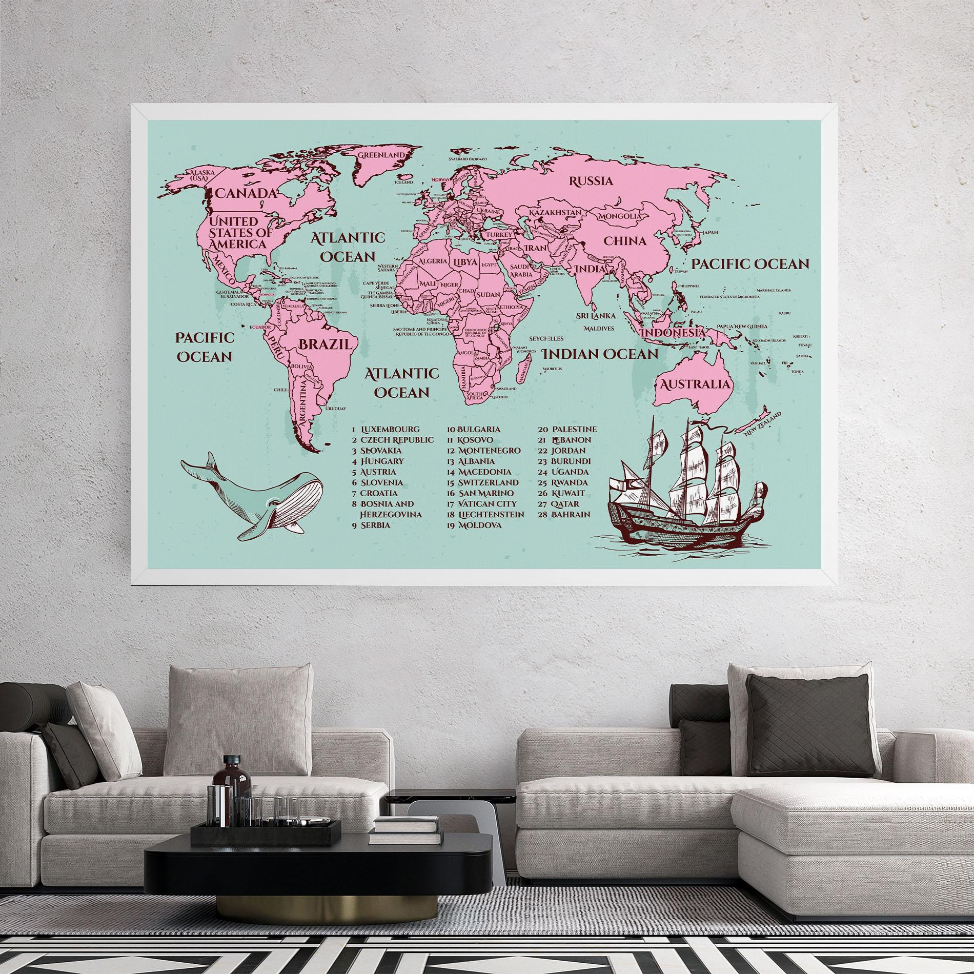Leinwandbild Pink Pirate Map mockup 2
