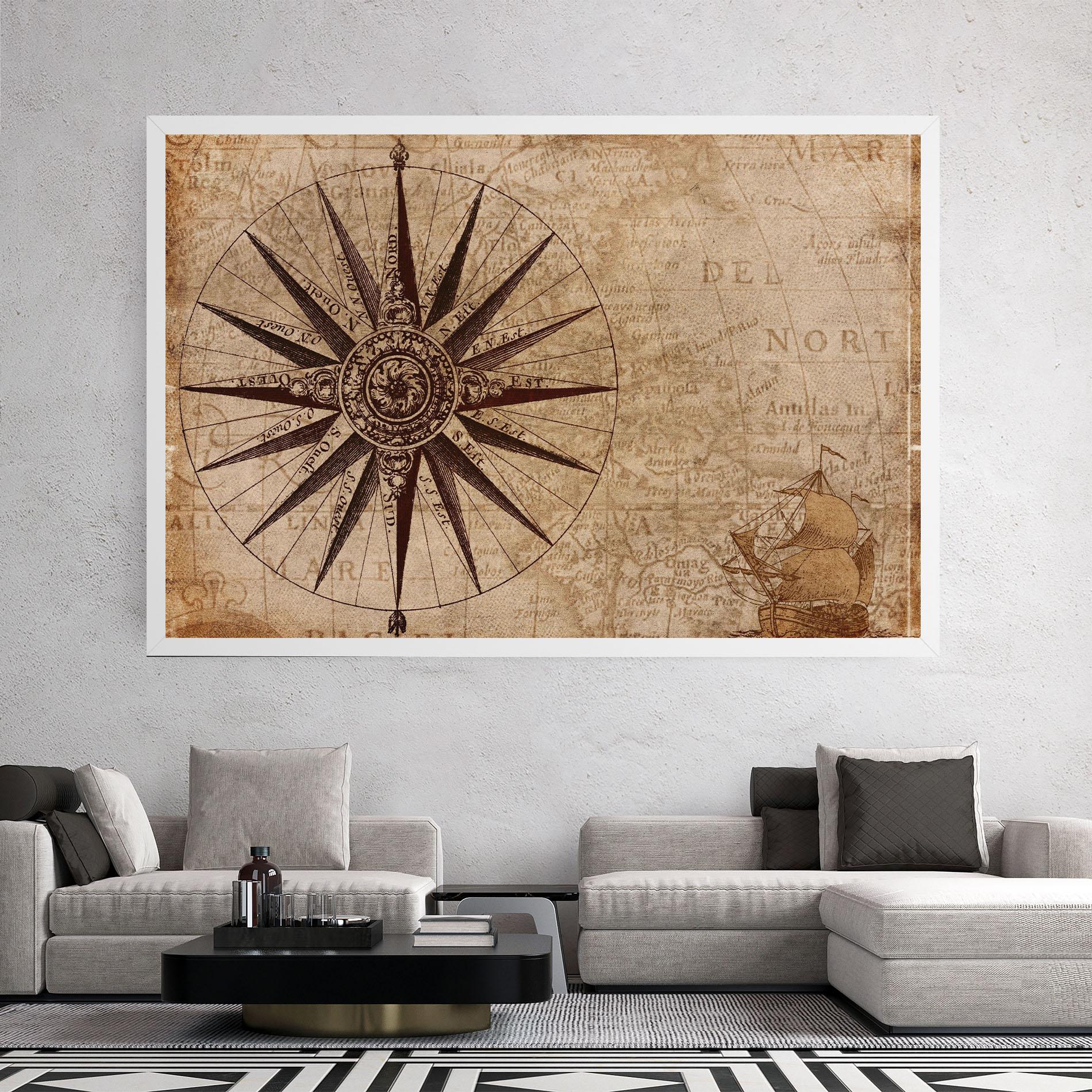 Leinwandbild Vintage Map mockup 2