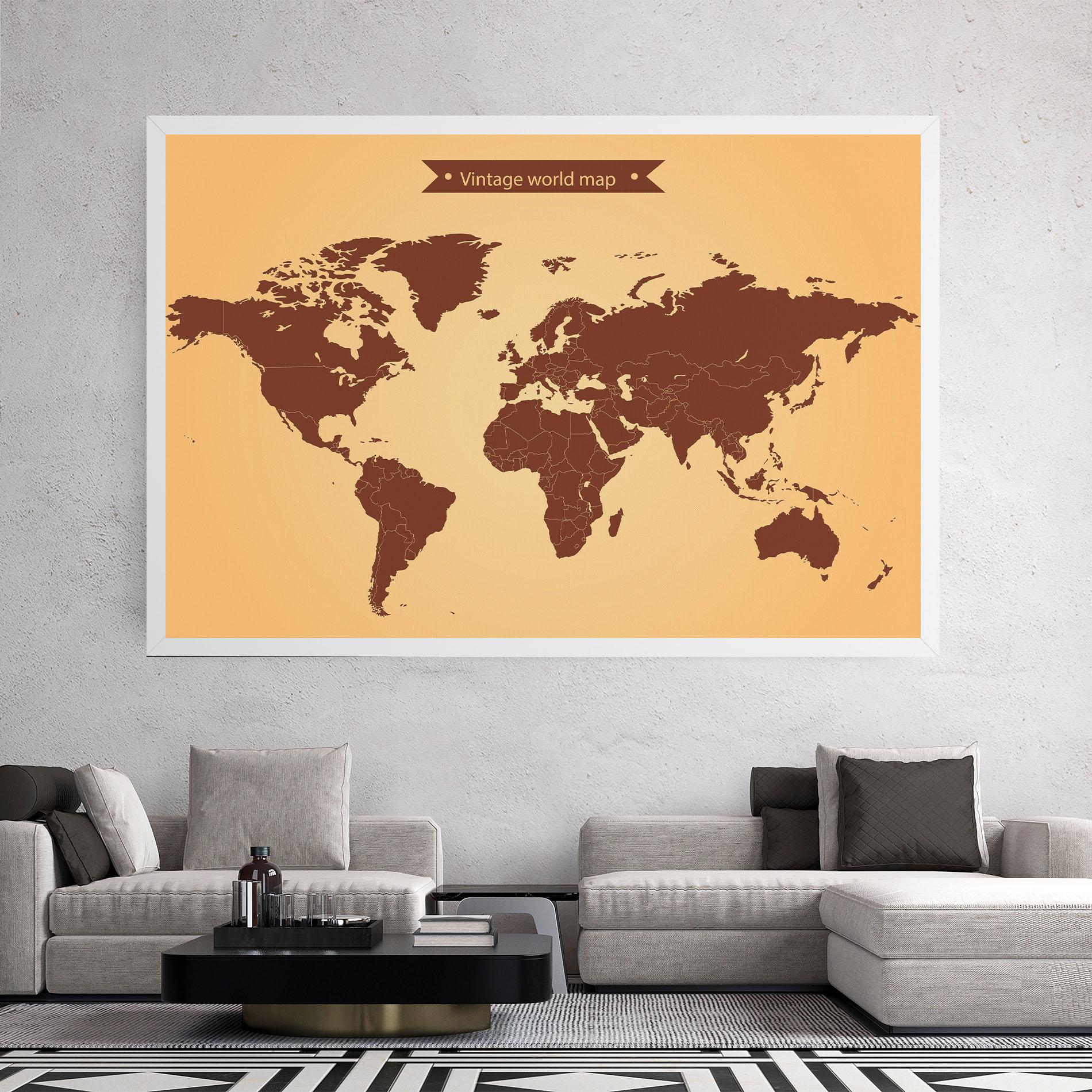 Leinwandbild Vintage World Map mockup 2