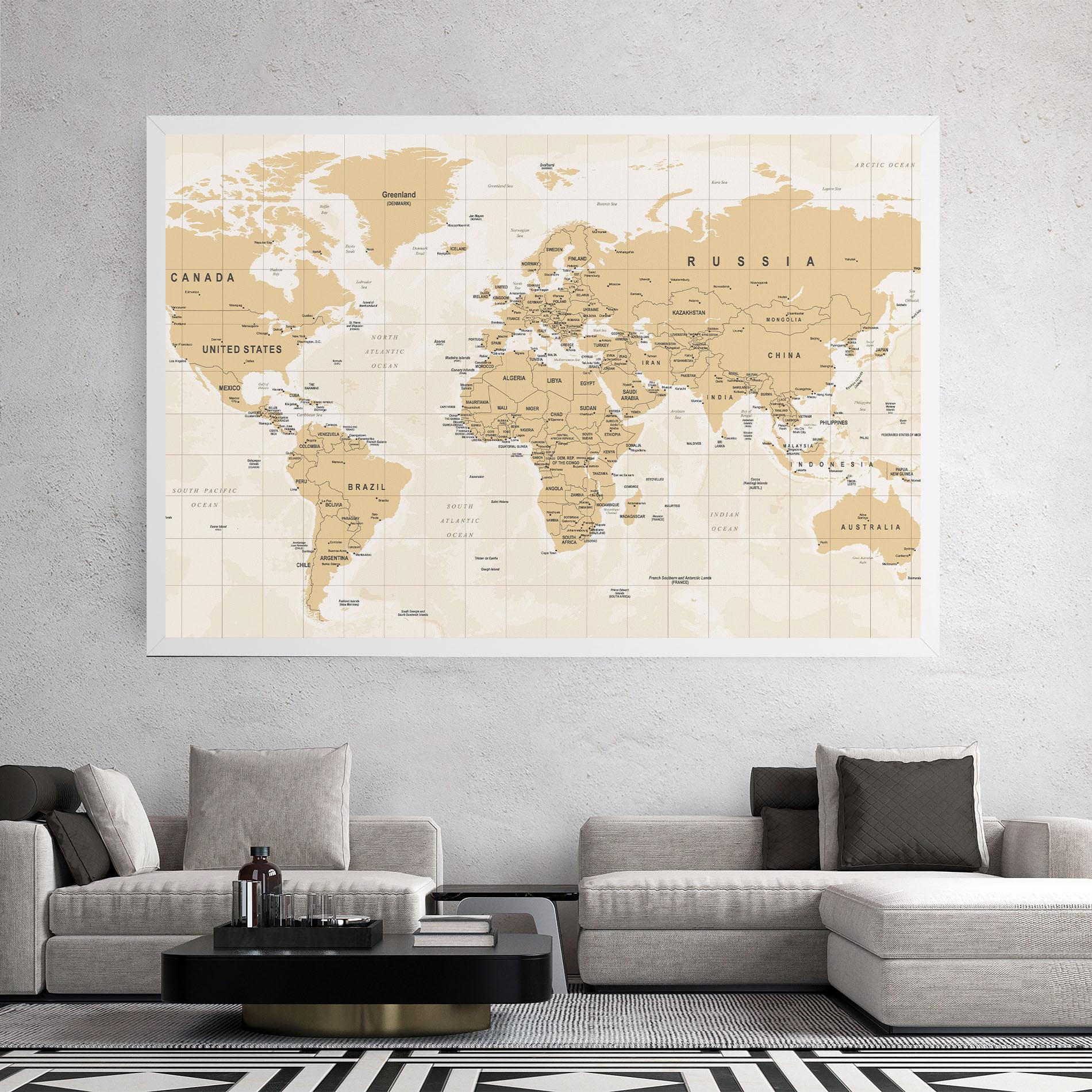 Leinwandbild World Old Map mockup 2