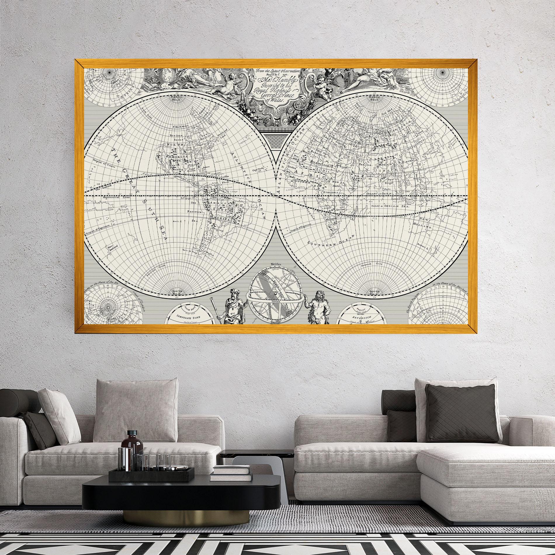 Leinwandbild Black White Map mockup 2