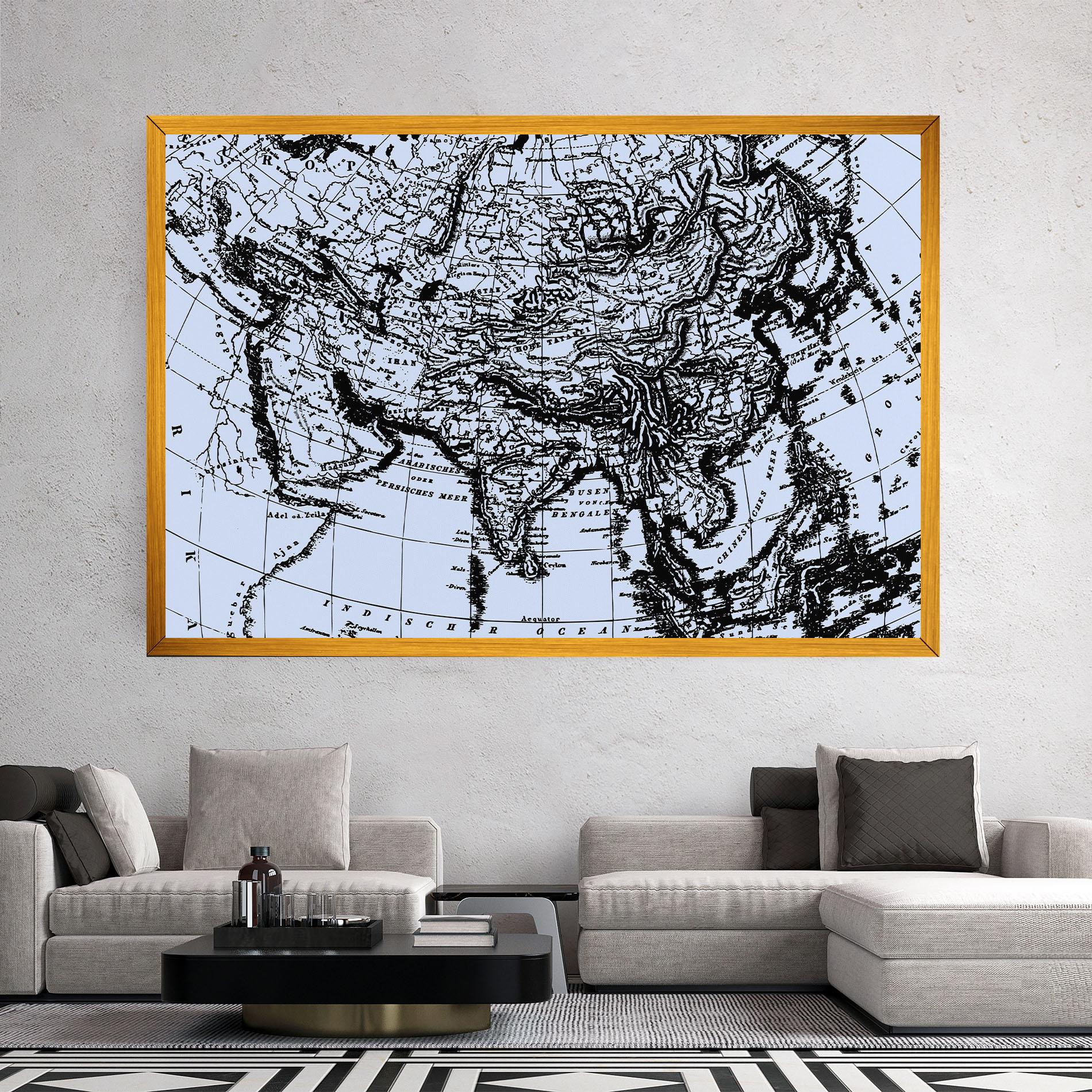 Leinwandbild Blue Old Map mockup 2