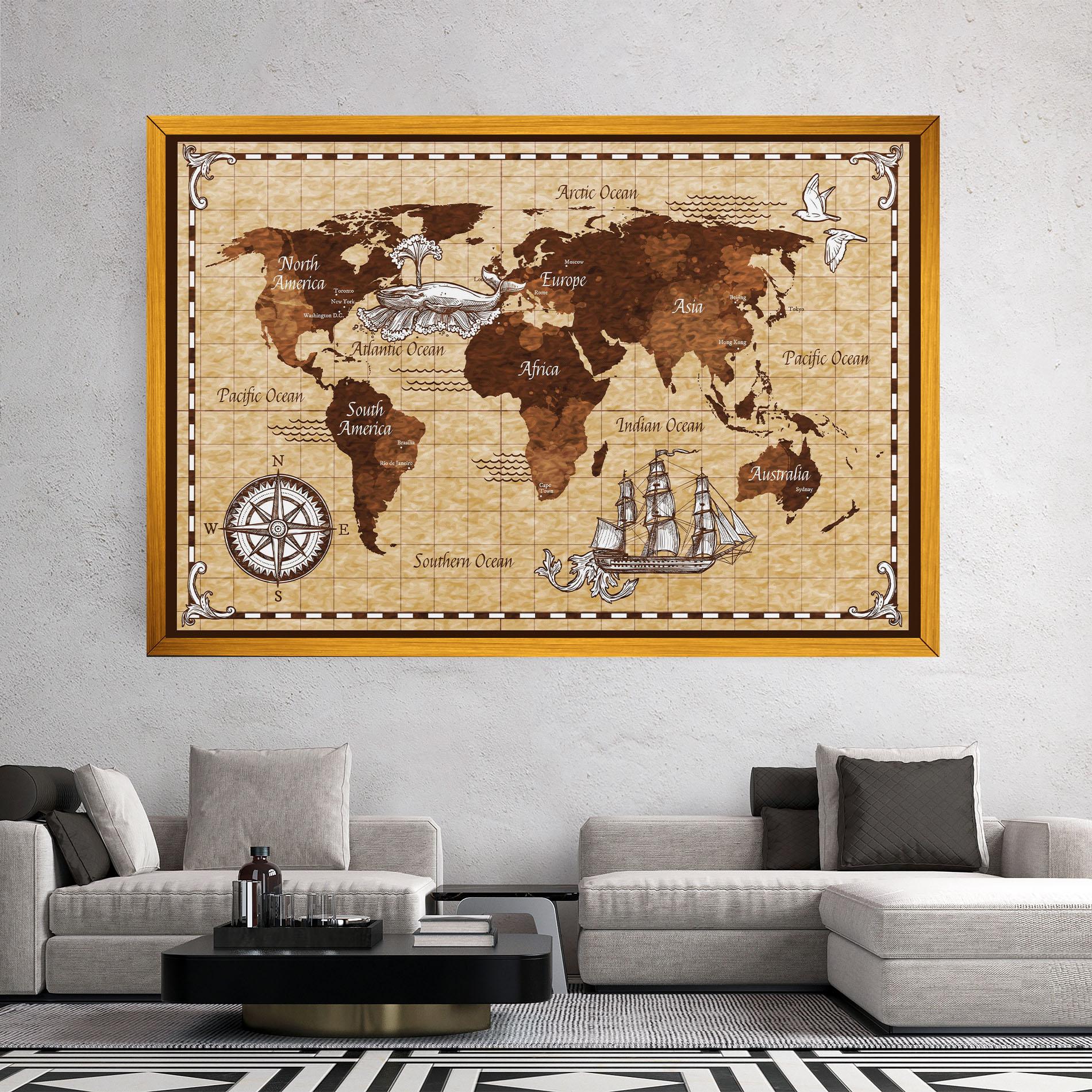 Leinwandbild Brown Old Map mockup 2