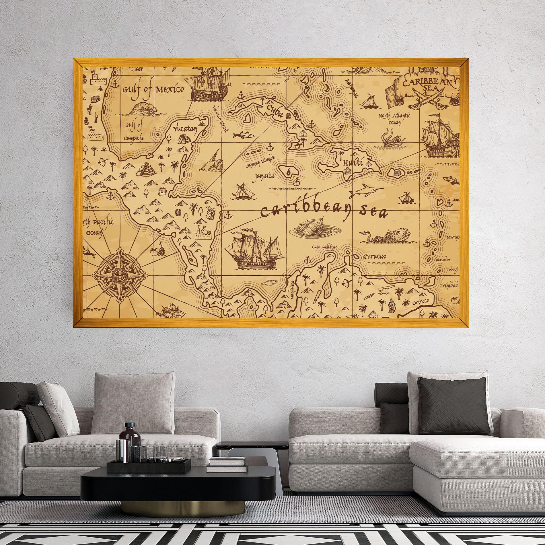 Leinwandbild Caribbean Sea Map mockup 2