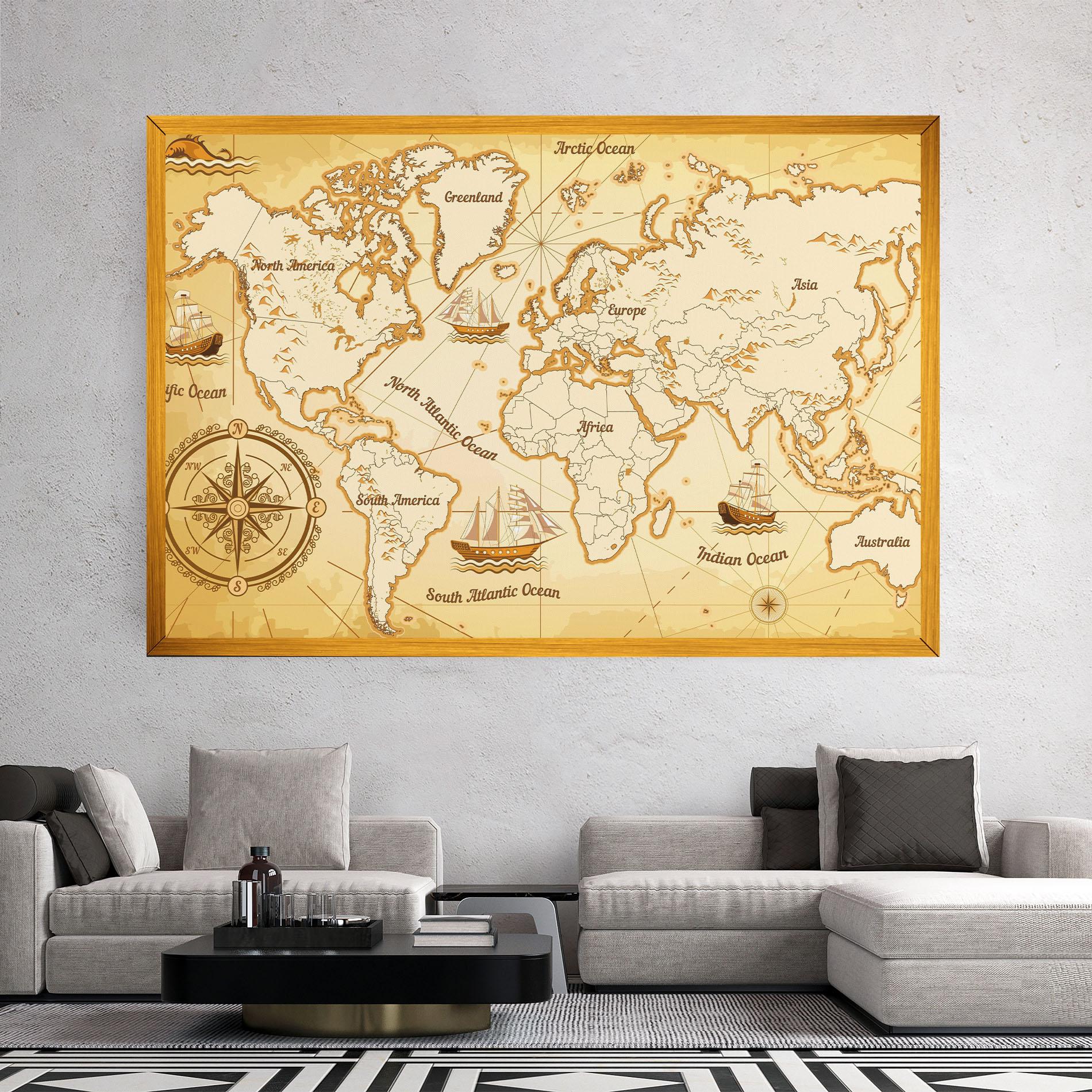 Leinwandbild Gold Old Map mockup 2