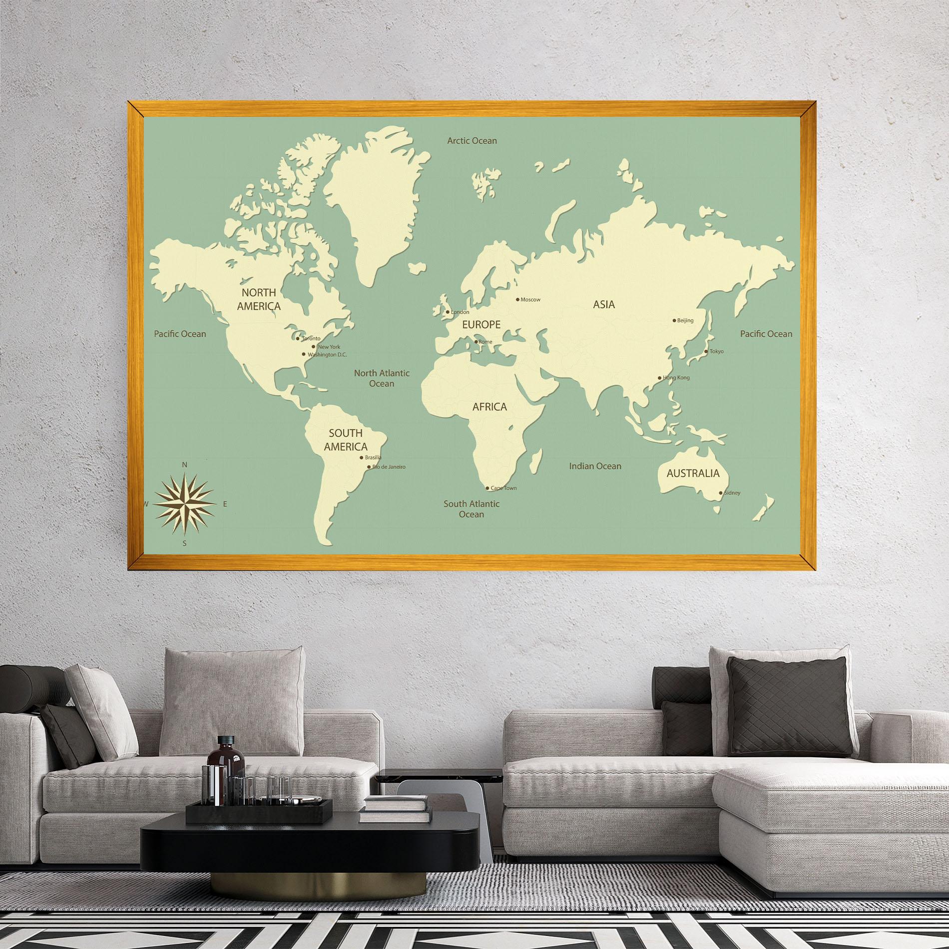Leinwandbild Green Cream Map mockup 2