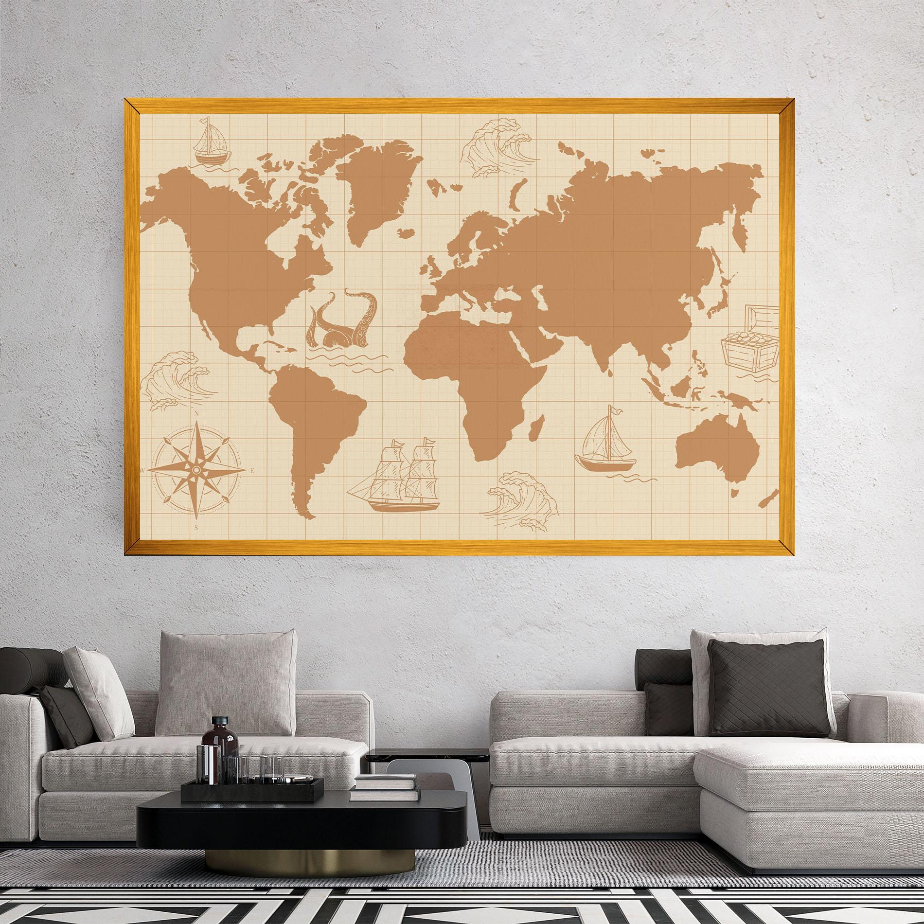 Leinwandbild Light Cream Map mockup 2