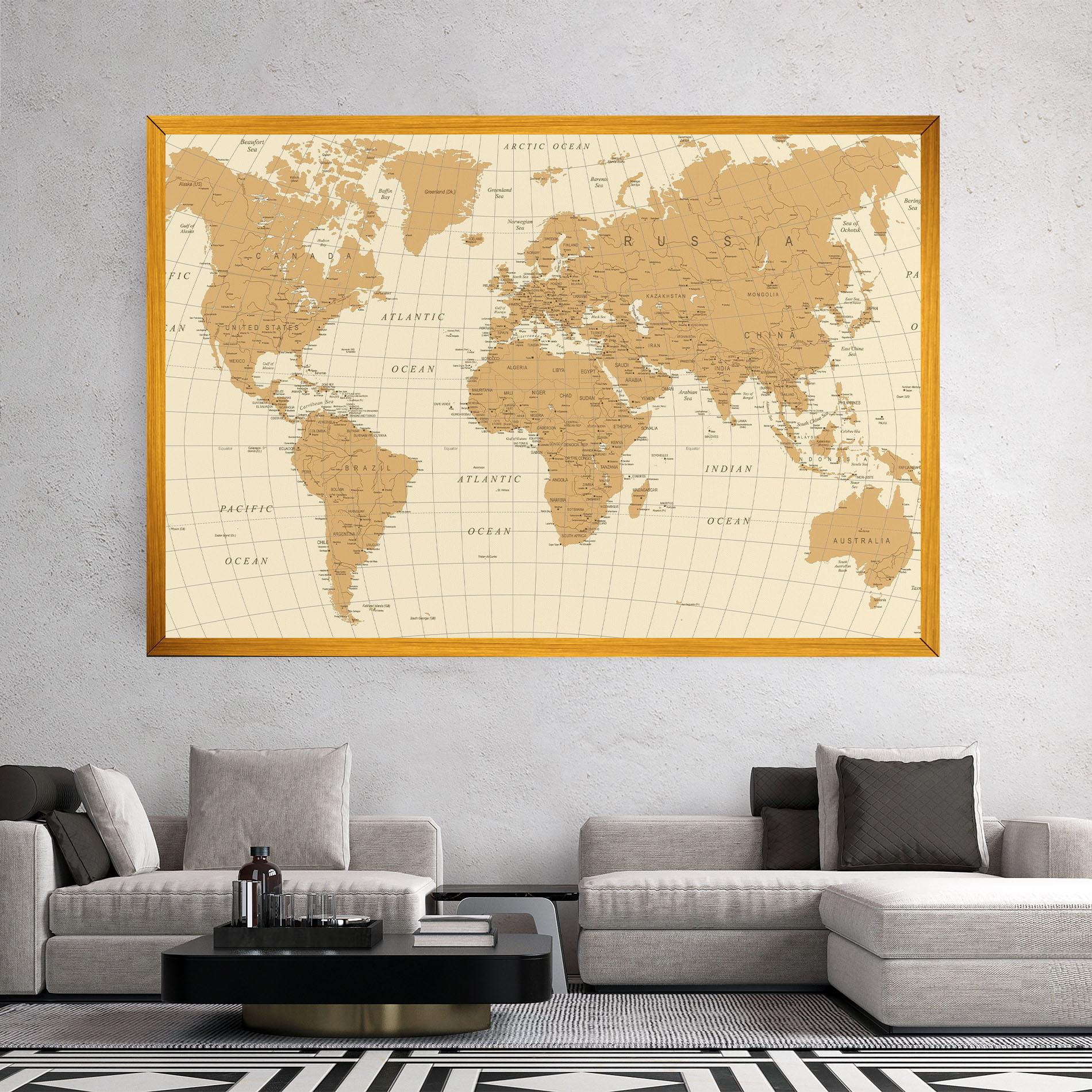 Leinwandbild Old Map Cream mockup 2