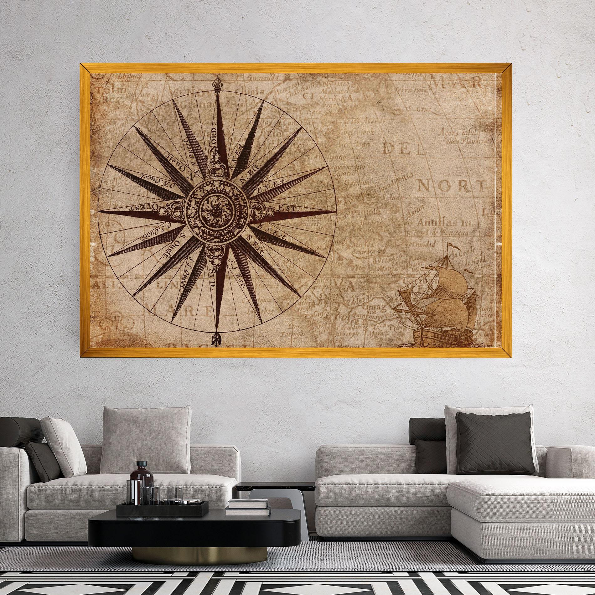 Leinwandbild Vintage Map mockup 2