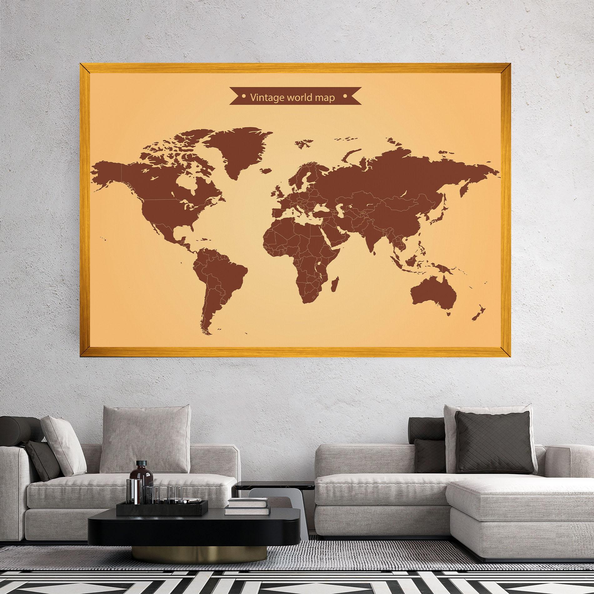 Leinwandbild Vintage World Map mockup 2