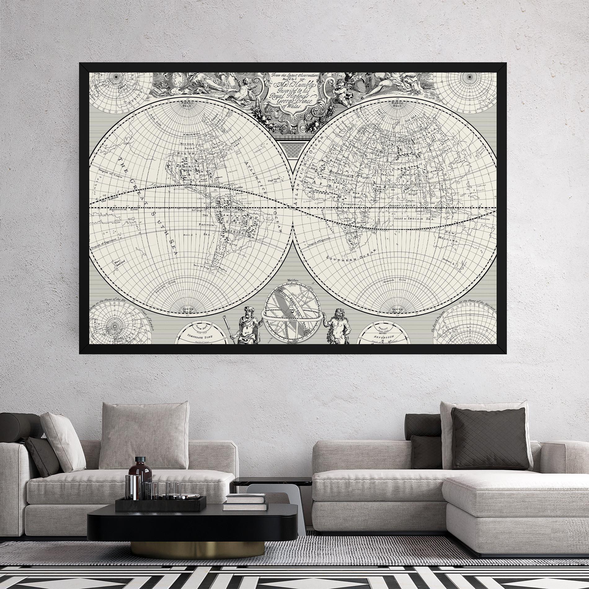 Leinwandbild Black White Map mockup 2