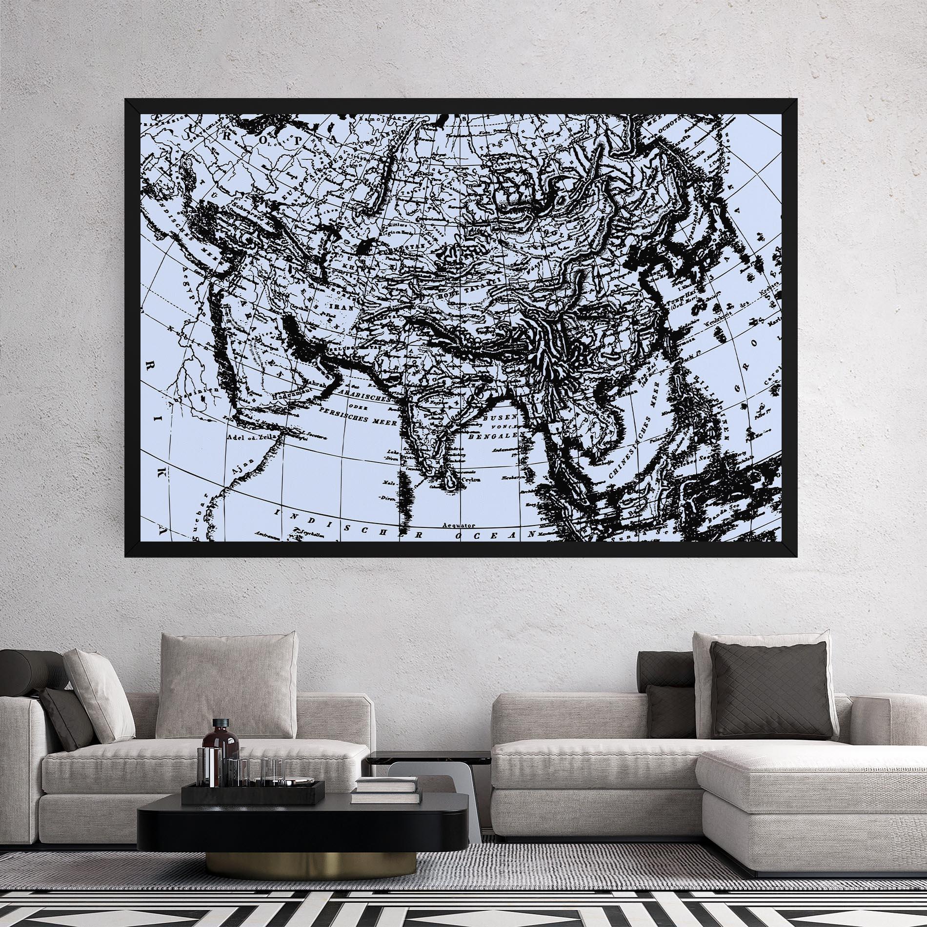 Leinwandbild Blue Old Map mockup 2