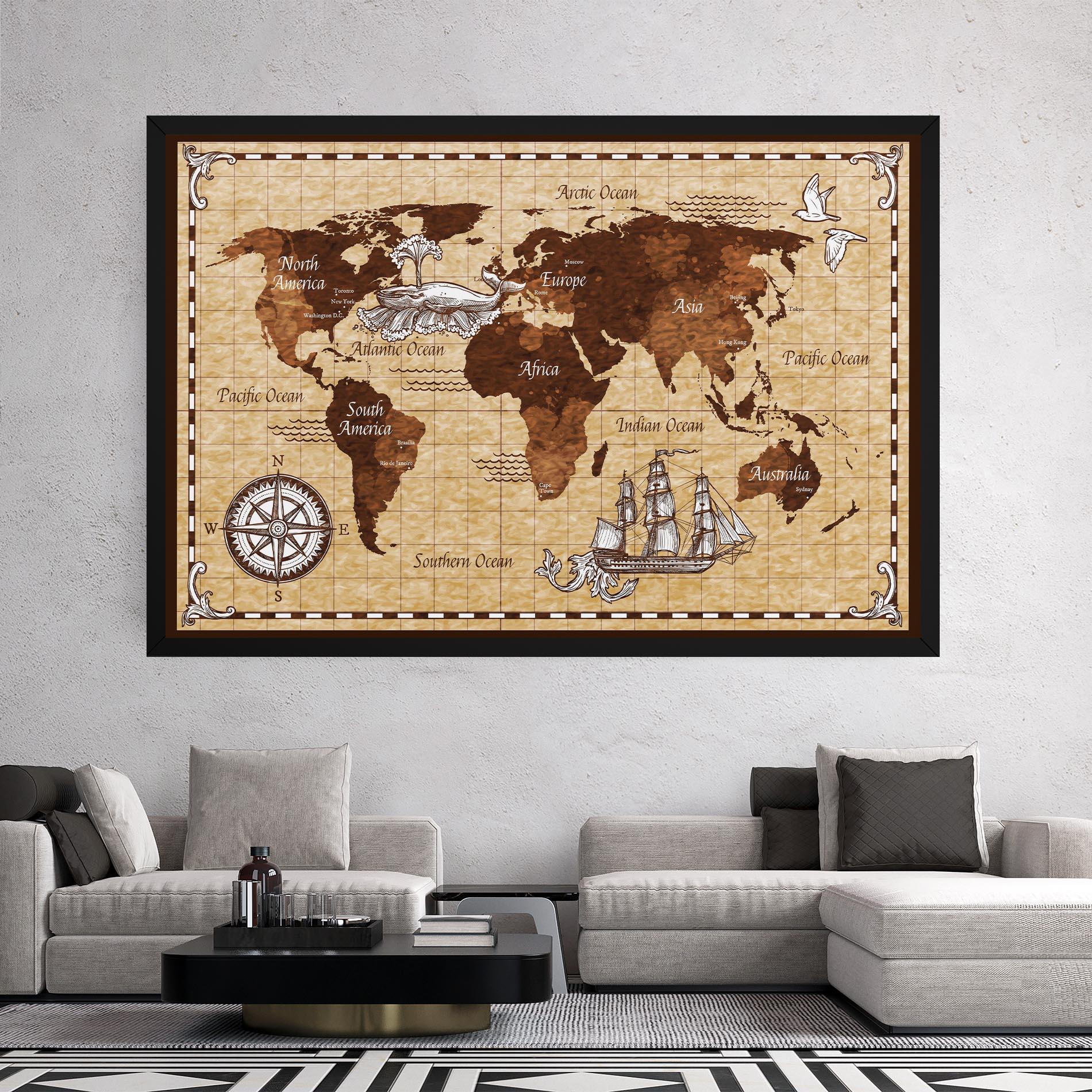 Leinwandbild Brown Old Map mockup 2