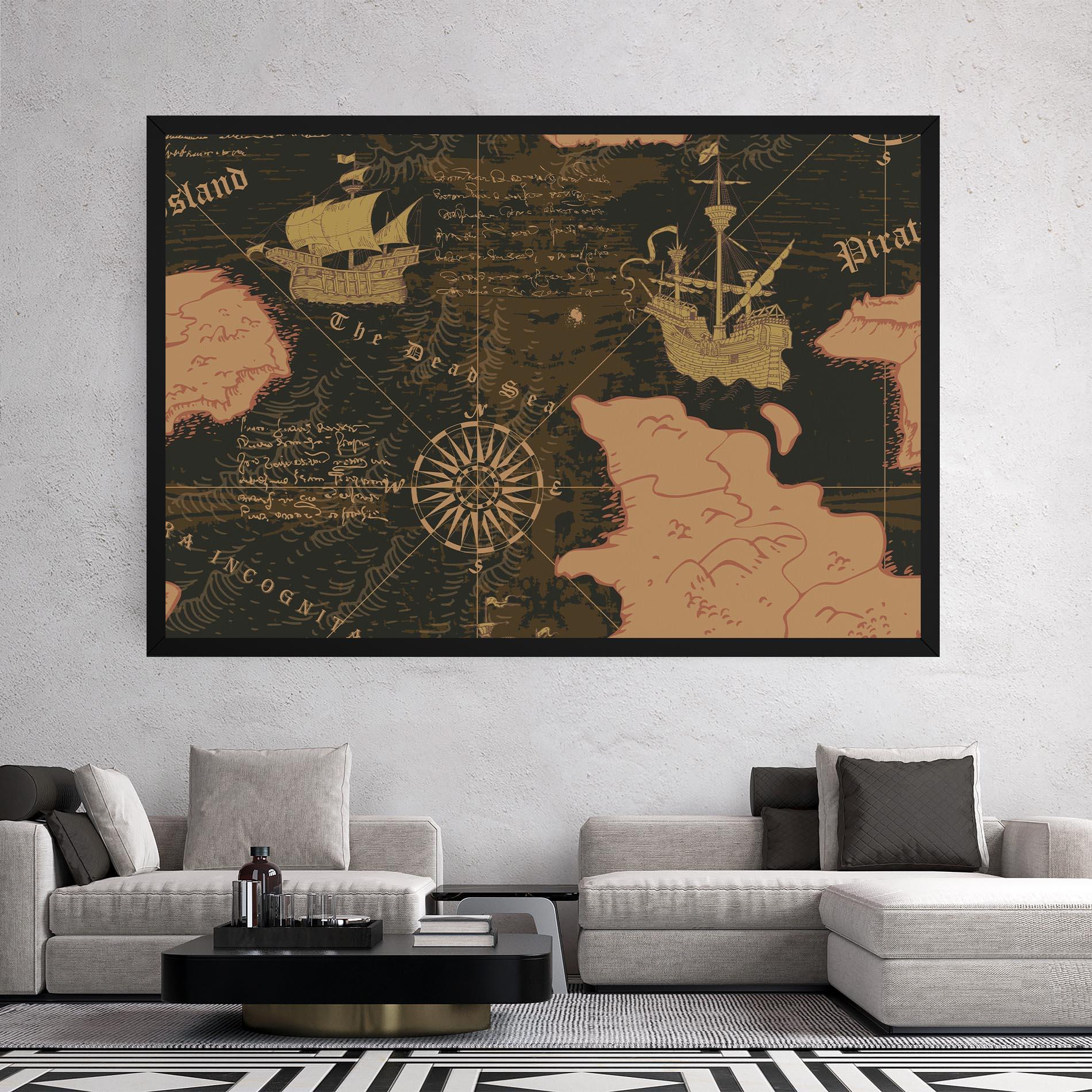 Leinwandbild Cool Old Map mockup 2