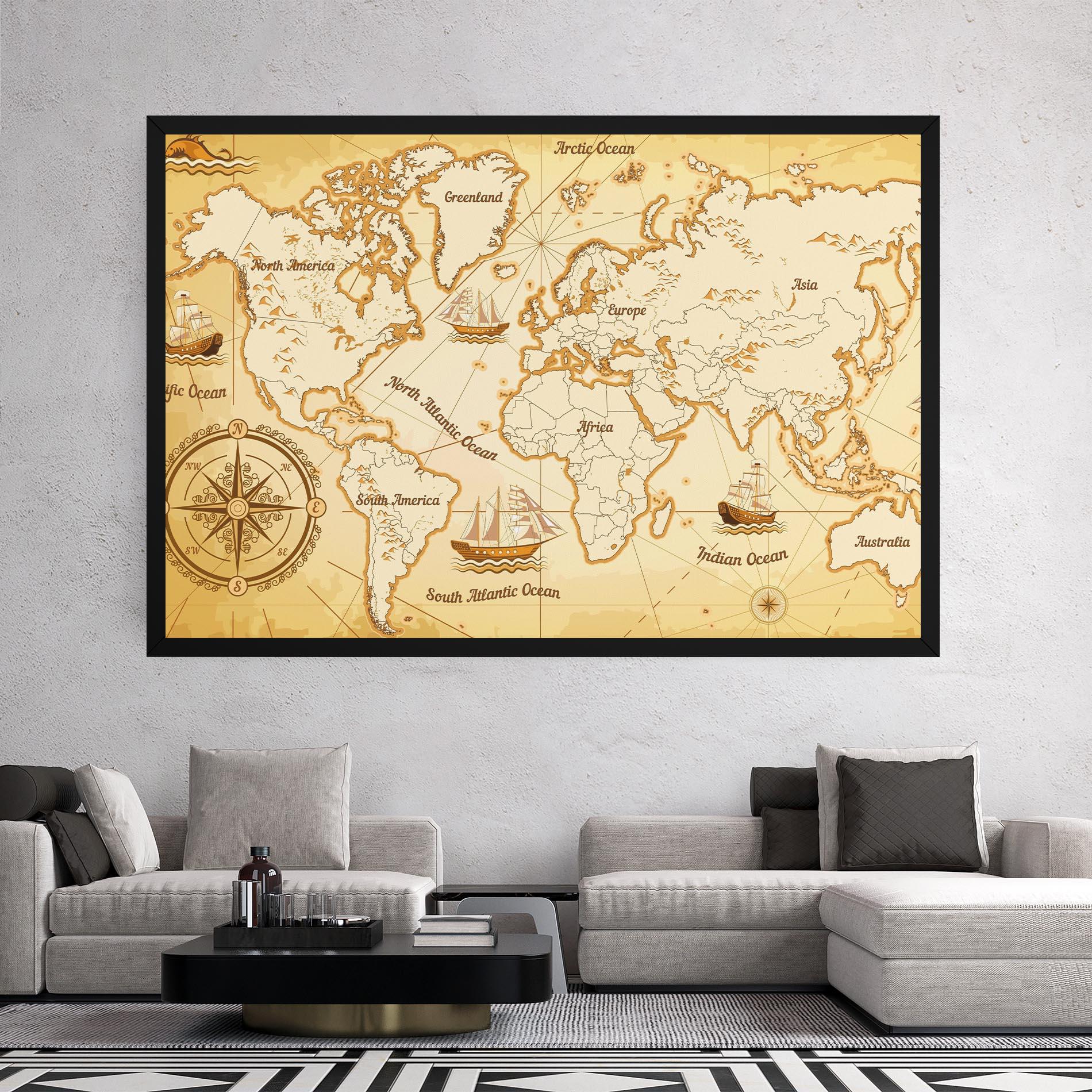 Leinwandbild Gold Old Map mockup 2