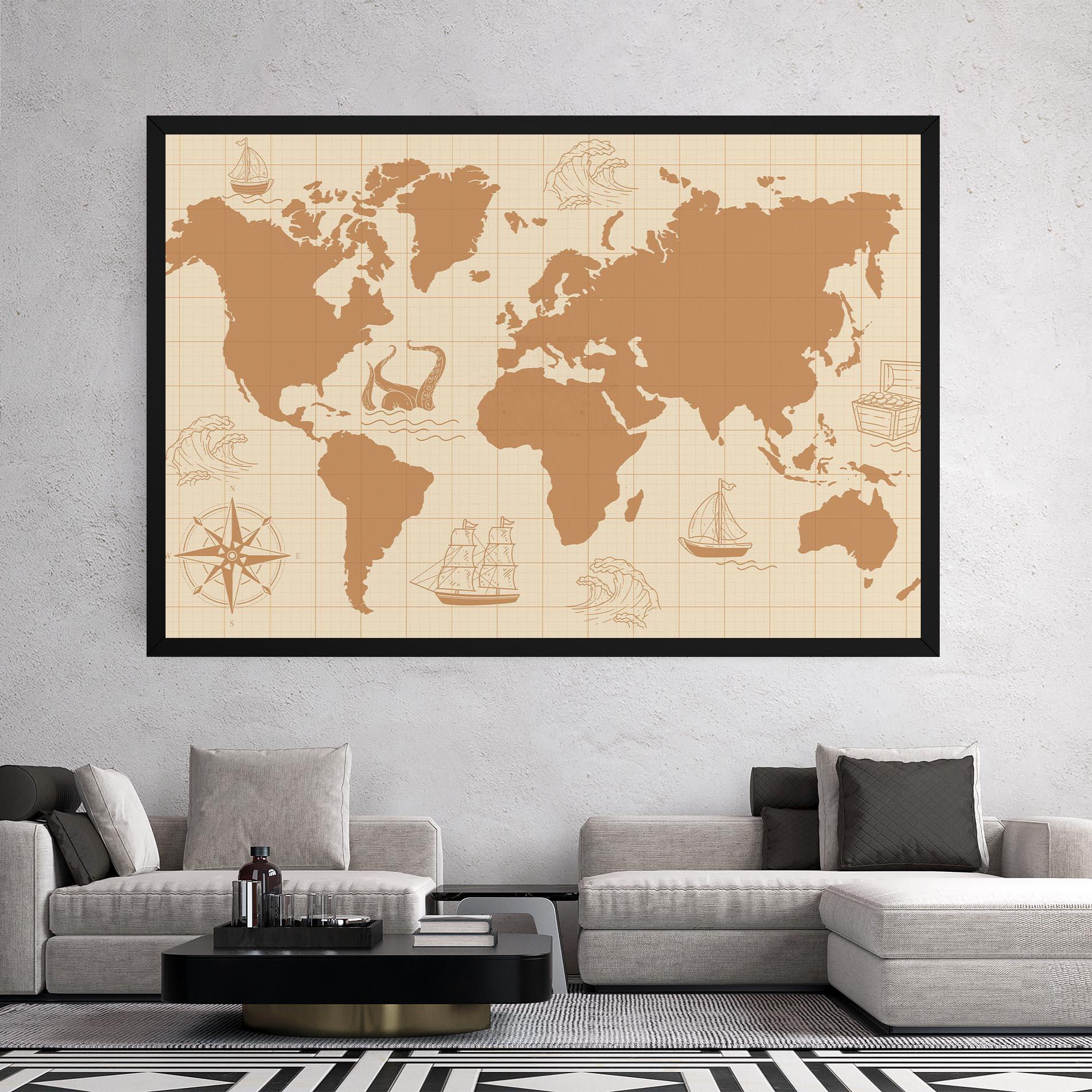 Leinwandbild Light Cream Map mockup 2