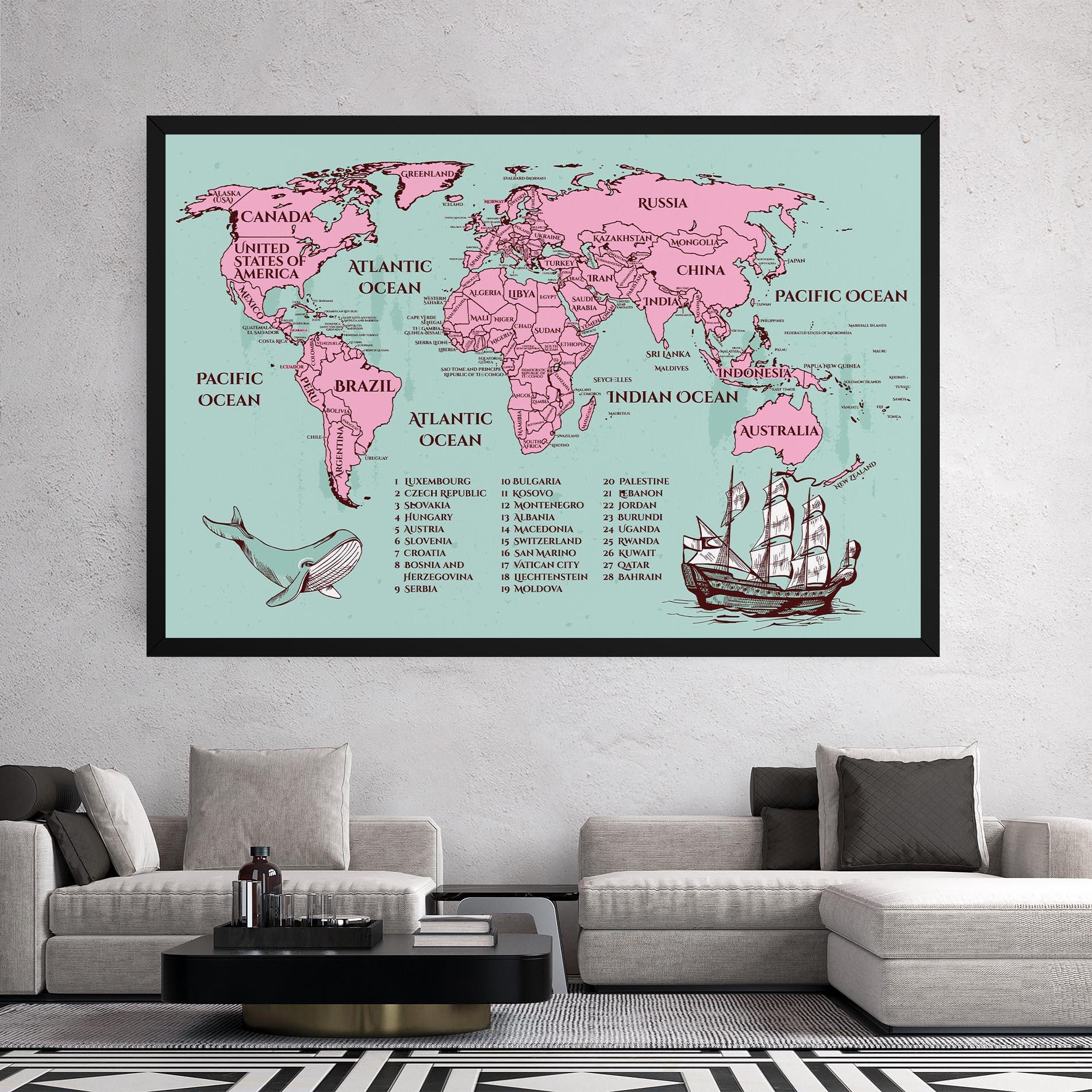 Leinwandbild Pink Pirate Map mockup 2