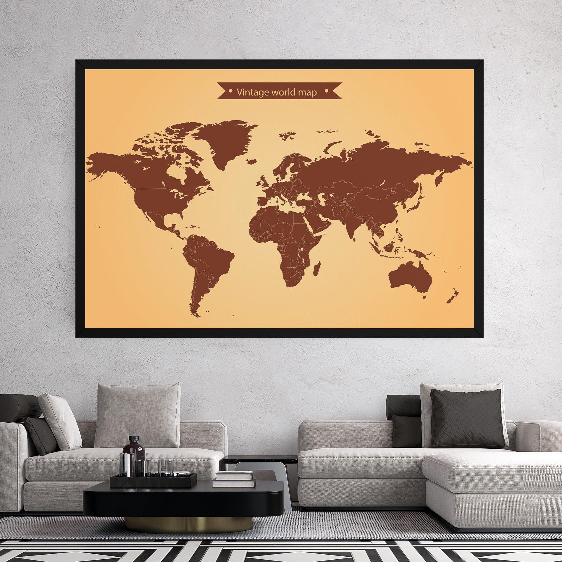 Leinwandbild Vintage World Map mockup 2