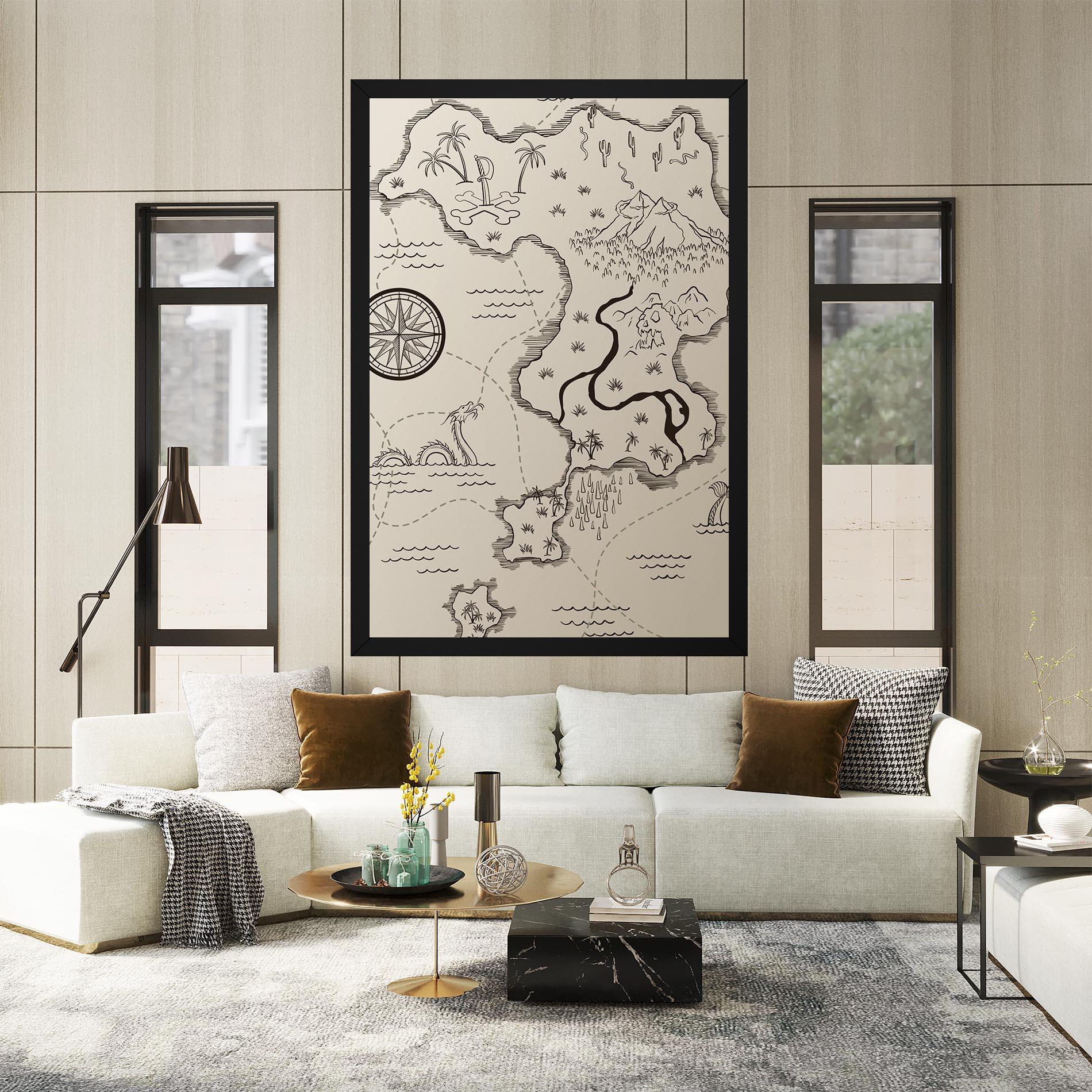 Leinwandbild Cream Island Map mockup 2