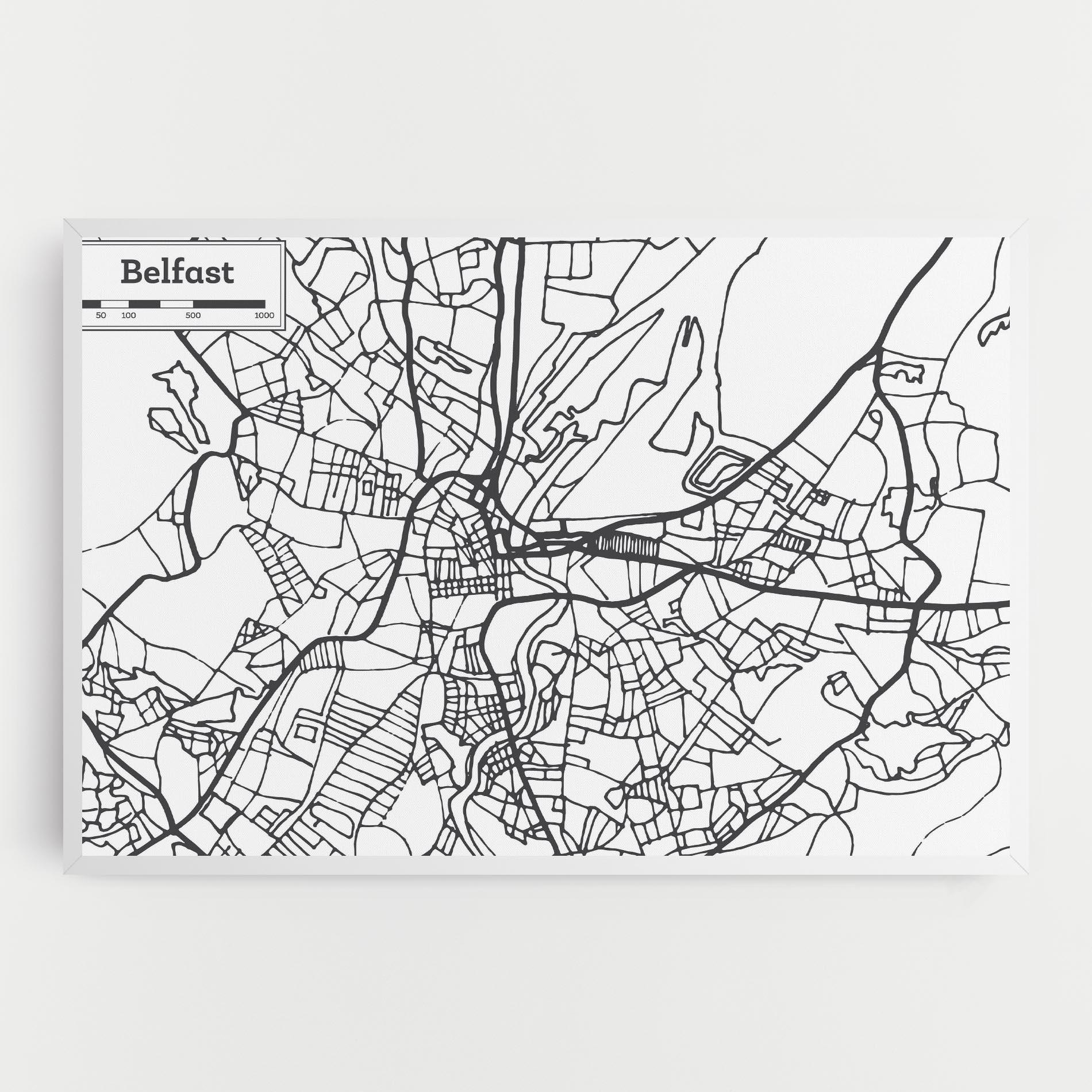Leinwandbild Belfast Map mockup 0