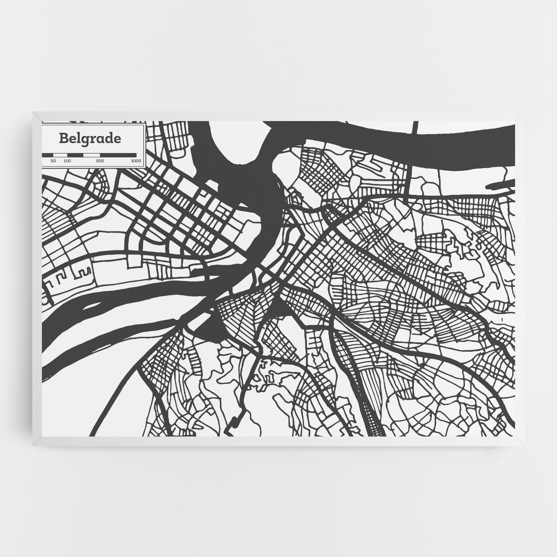 Leinwandbild Belgrade Map mockup 0