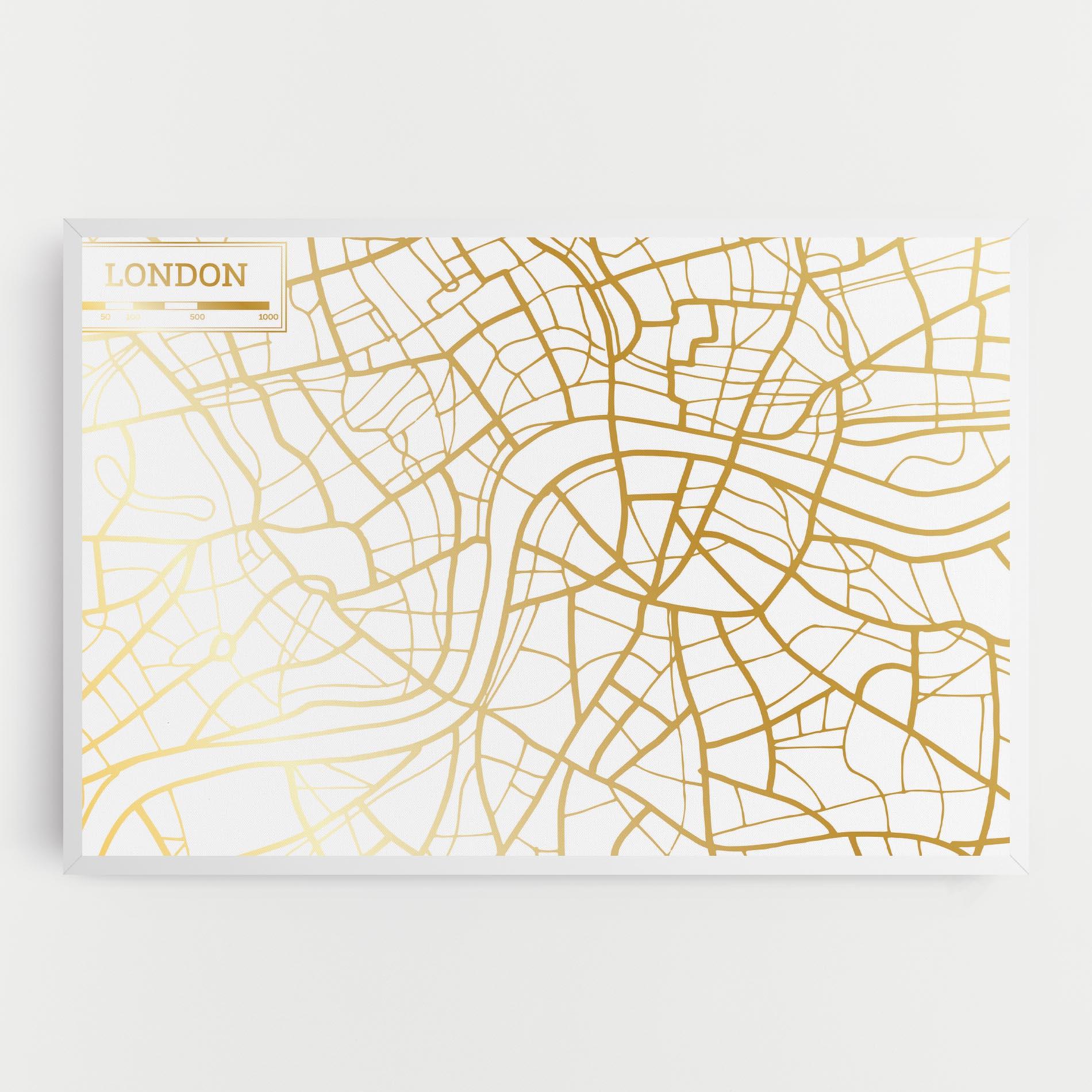 Leinwandbild London Gold Map mockup 0