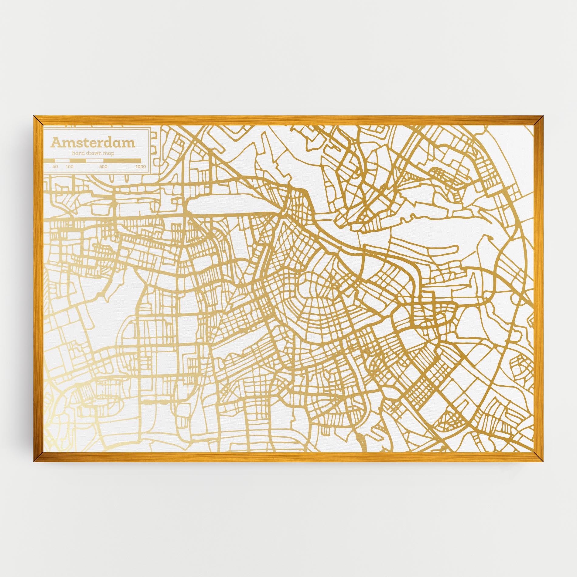 Leinwandbild Amsterdam Gold Map mockup 0