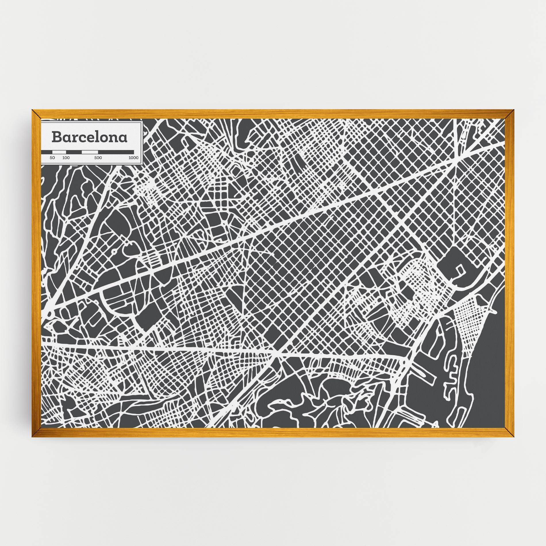 Leinwandbild Barcelona Map mockup 0