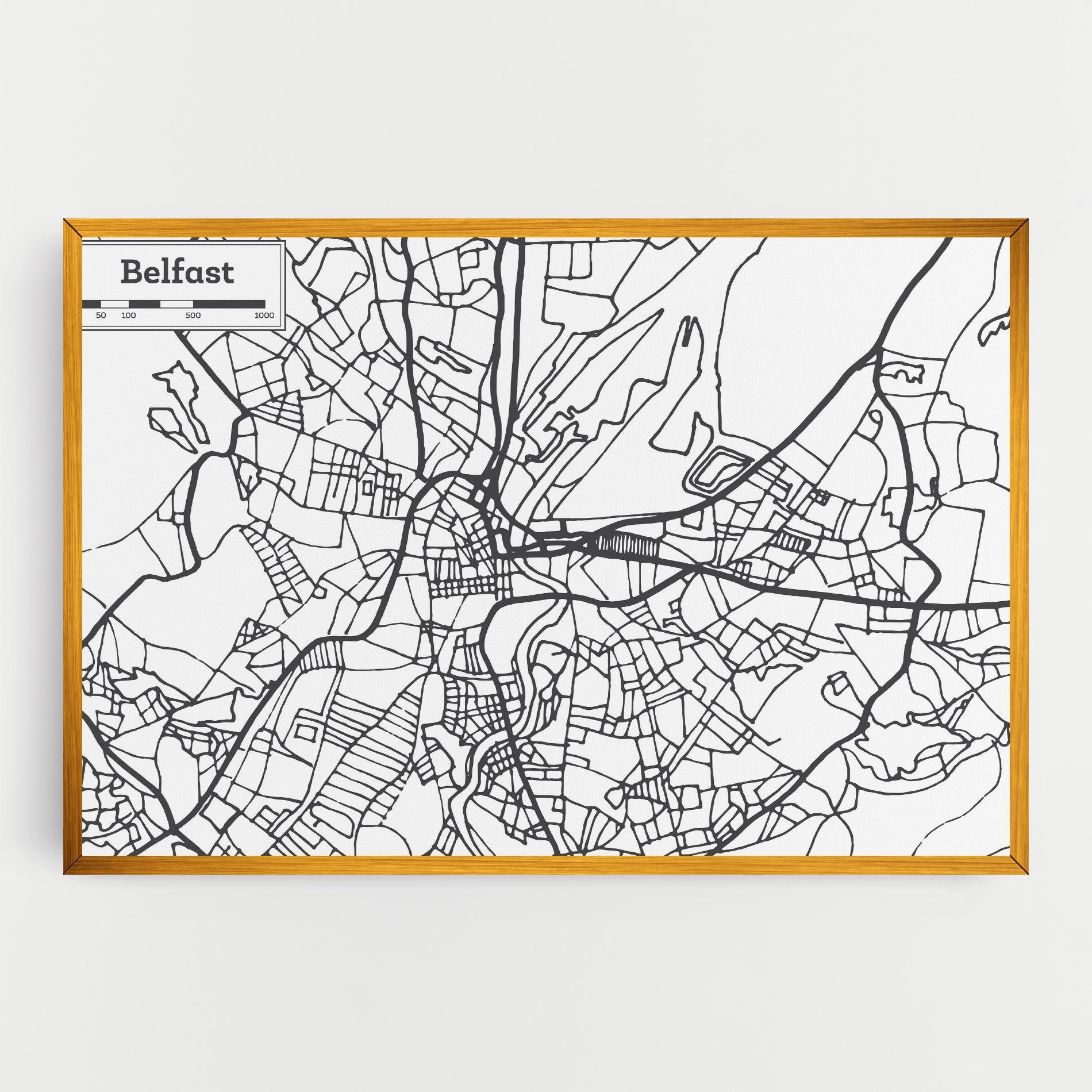 Leinwandbild Belfast Map mockup 0