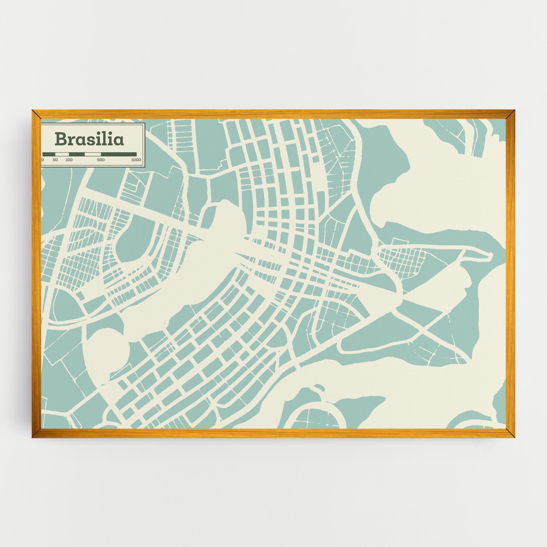 Leinwandbild Brasilia Map mockup 0