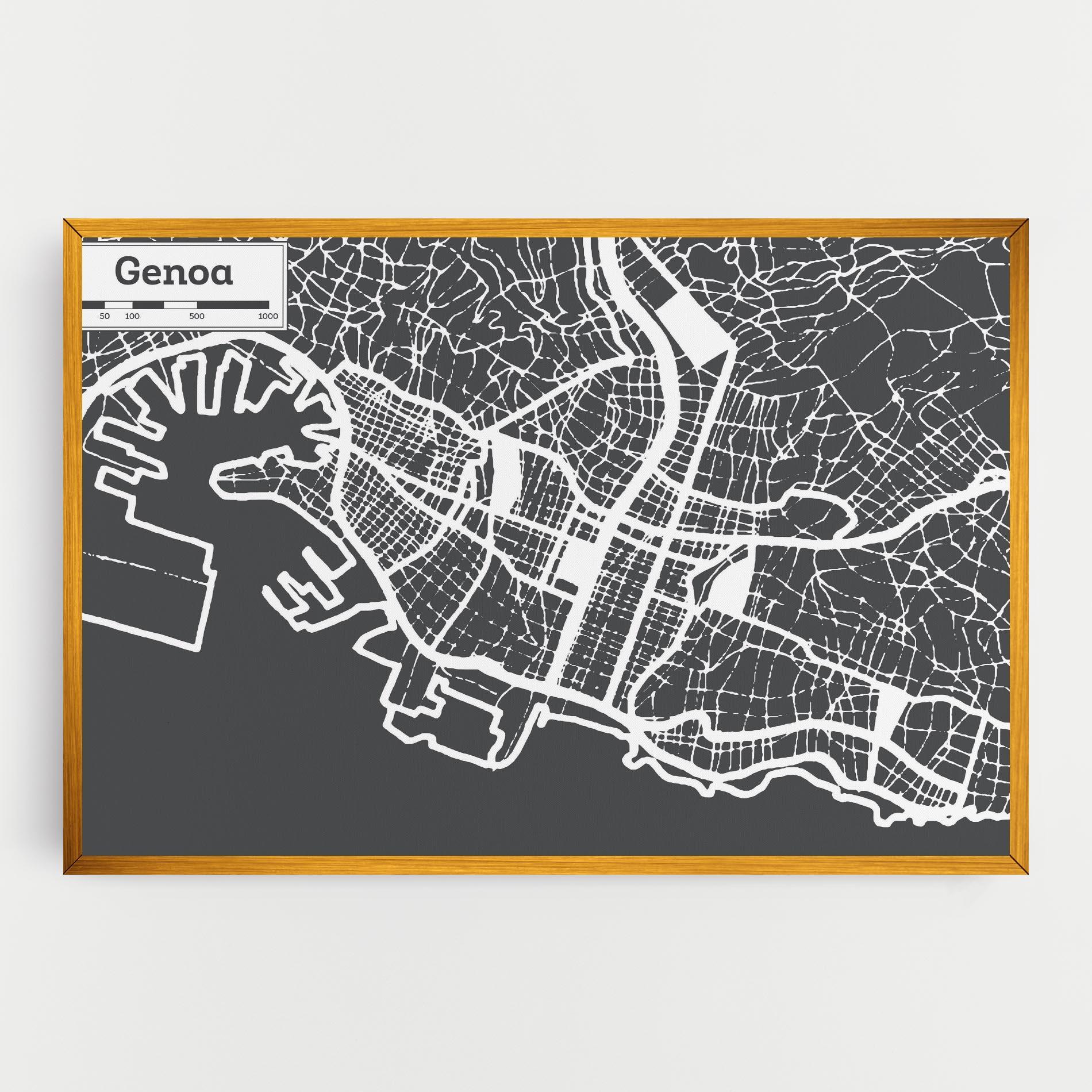 Leinwandbild Genoa Map mockup 0