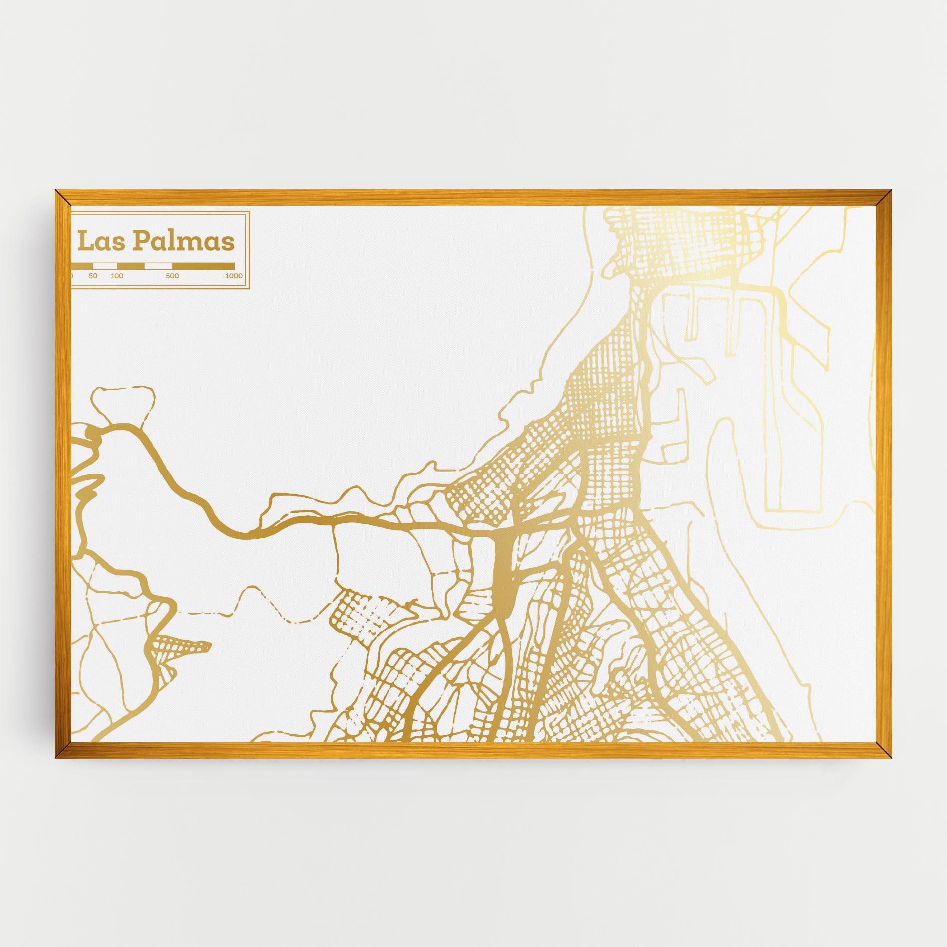 Leinwandbild Las Palmas Gold Map mockup 0