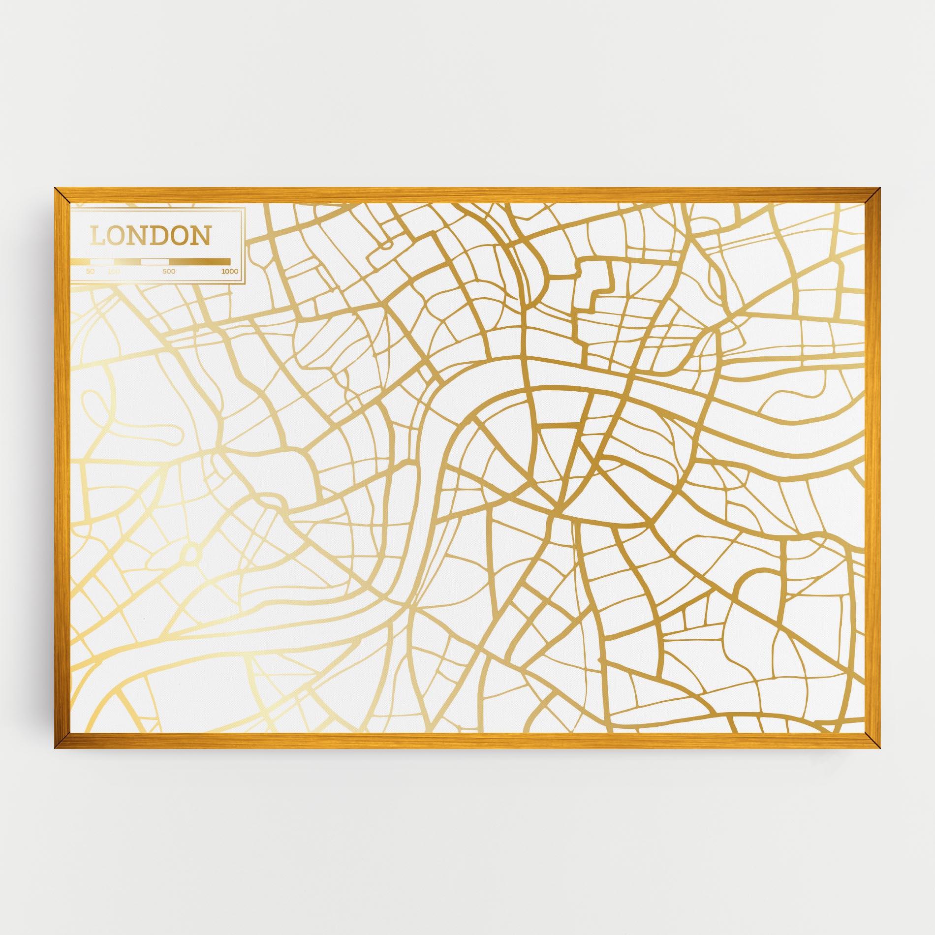 Leinwandbild London Gold Map mockup 0