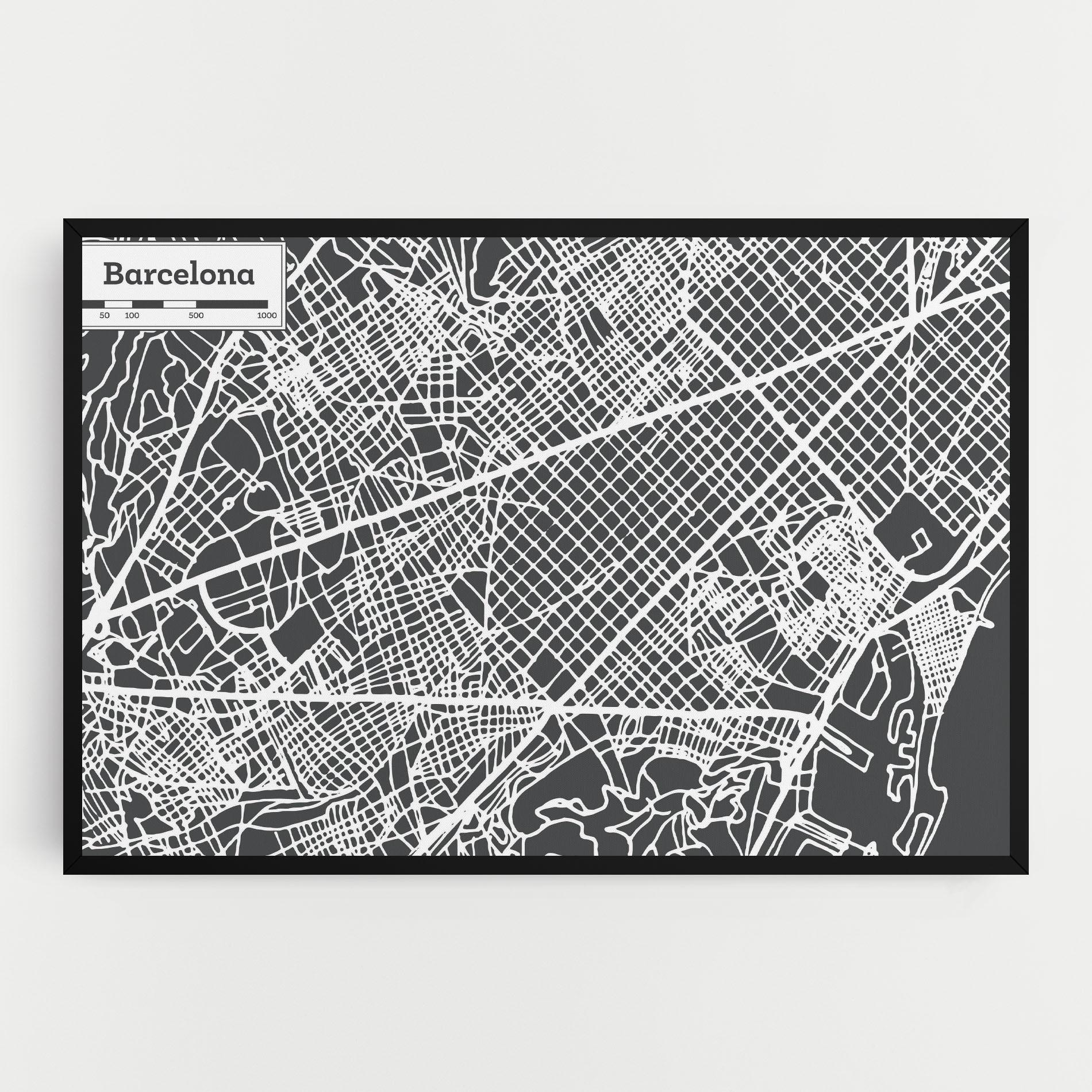 Leinwandbild Barcelona Map mockup 0