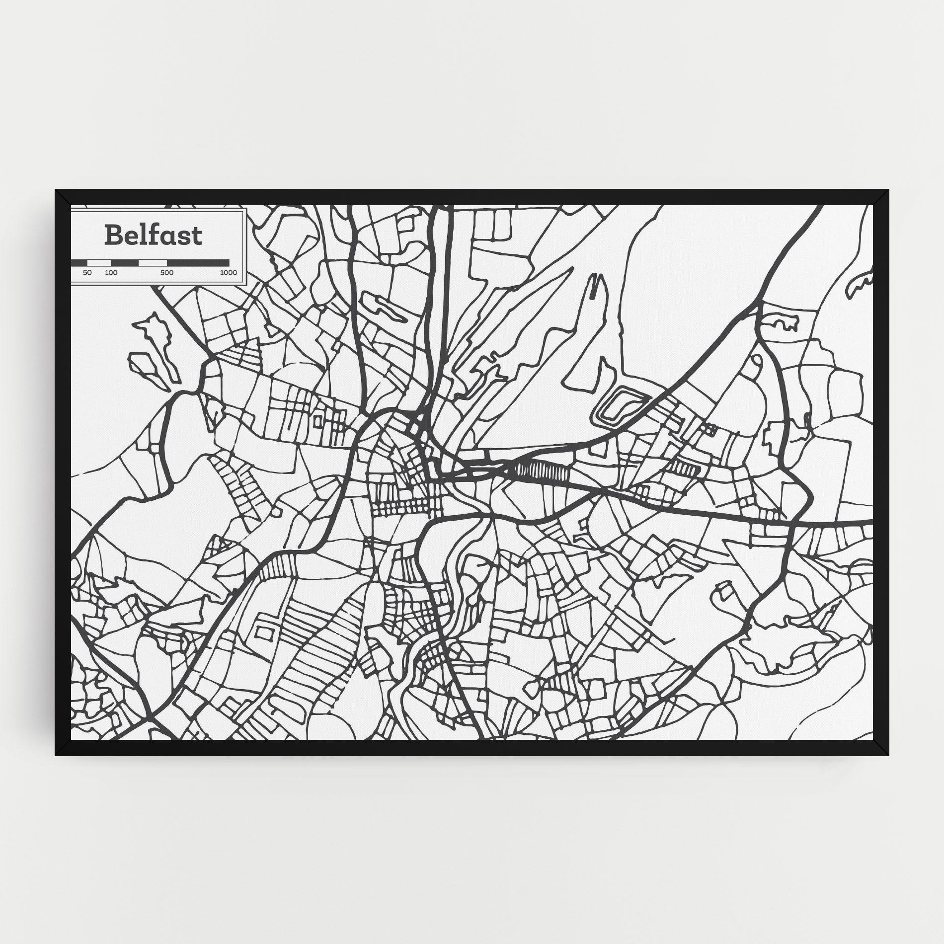 Leinwandbild Belfast Map mockup 0