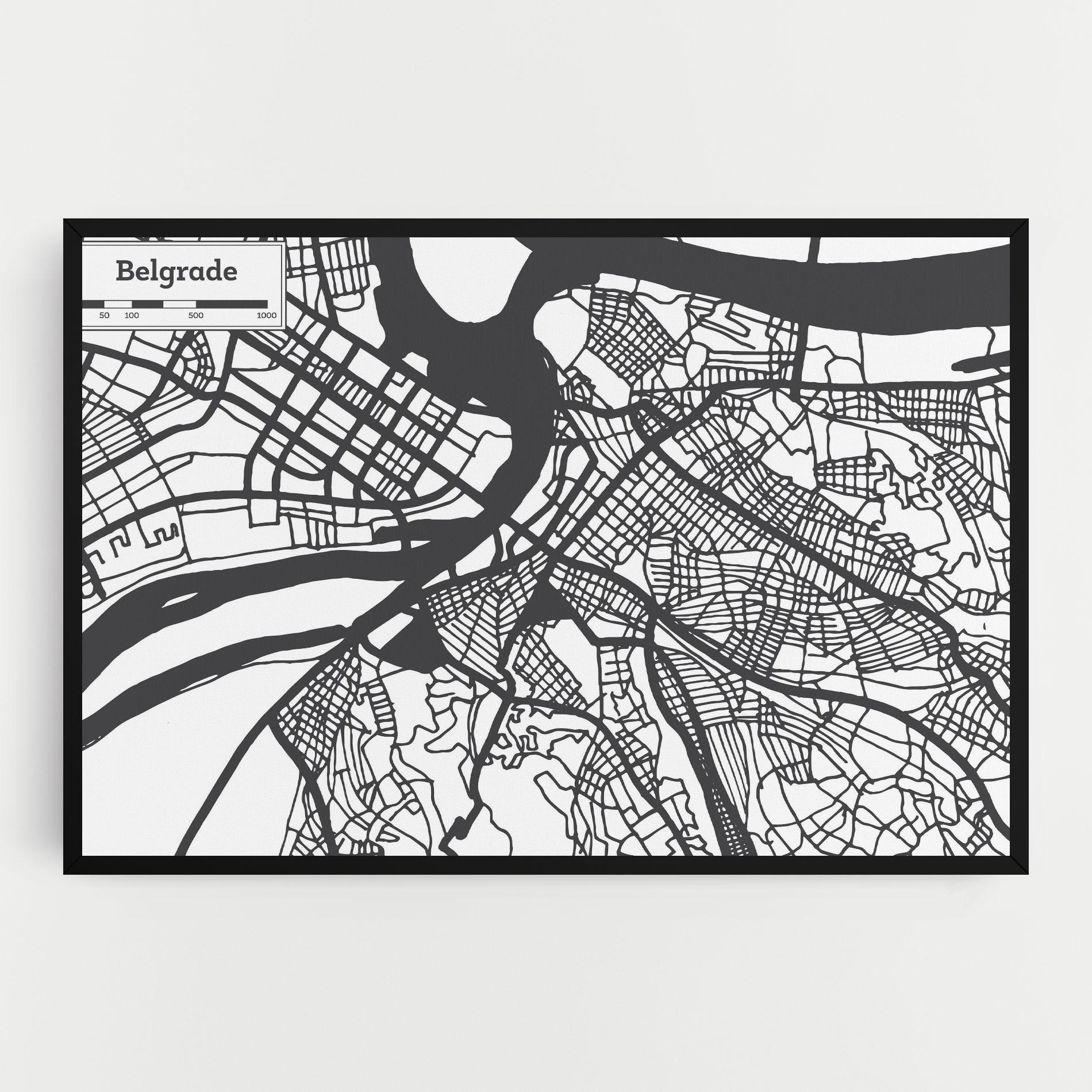 Leinwandbild Belgrade Map mockup 0