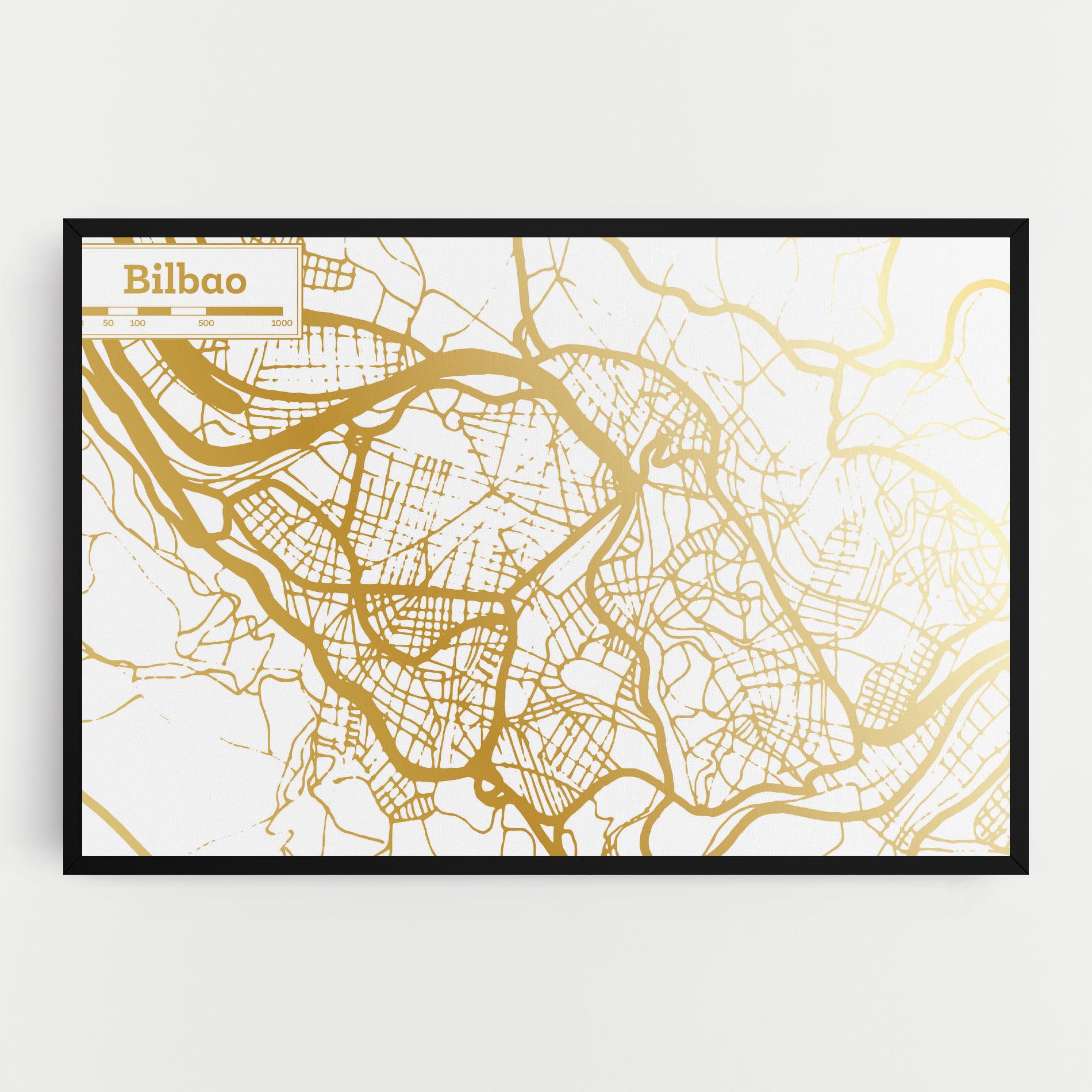 Leinwandbild Bilbao Gold Map mockup 0