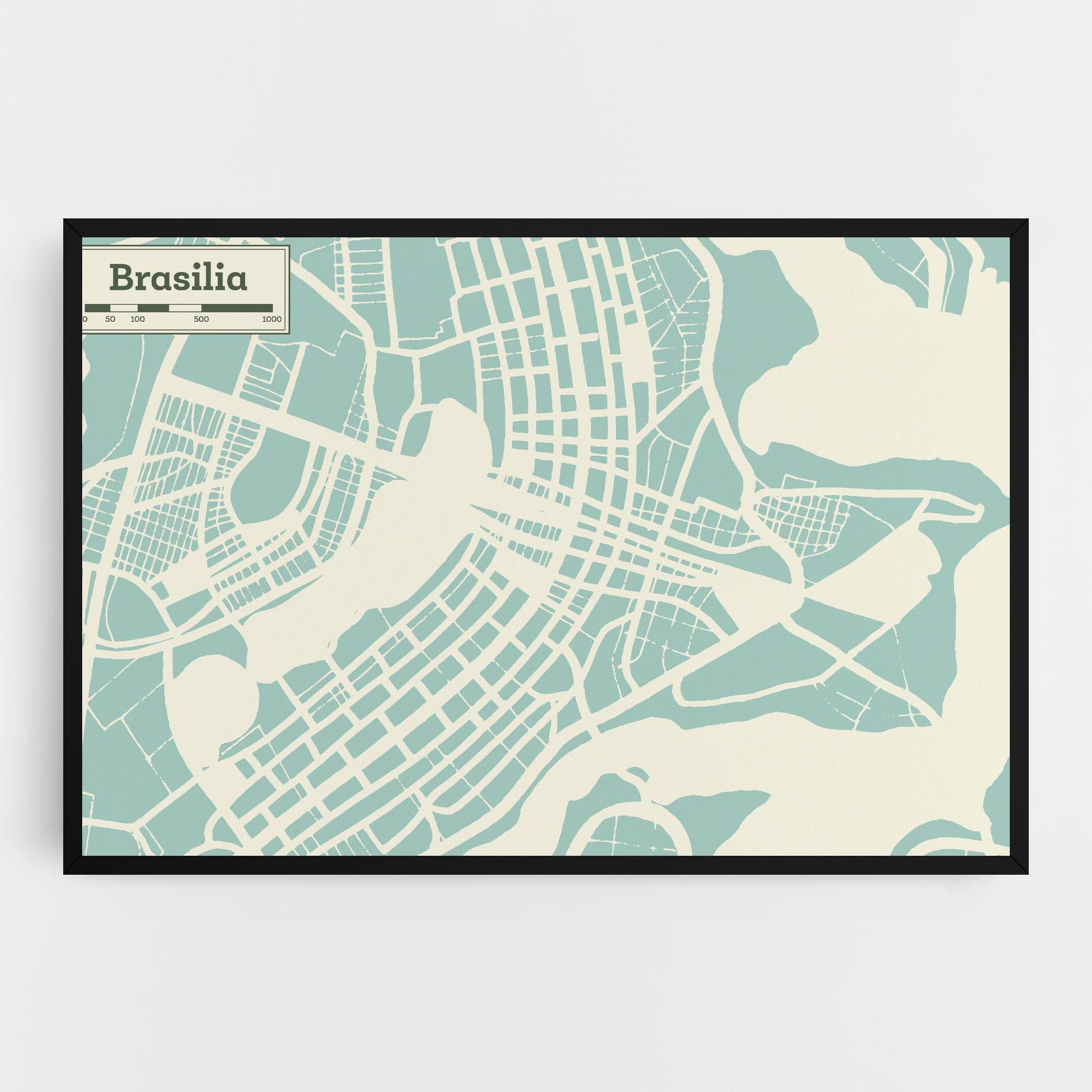 Leinwandbild Brasilia Map mockup 0