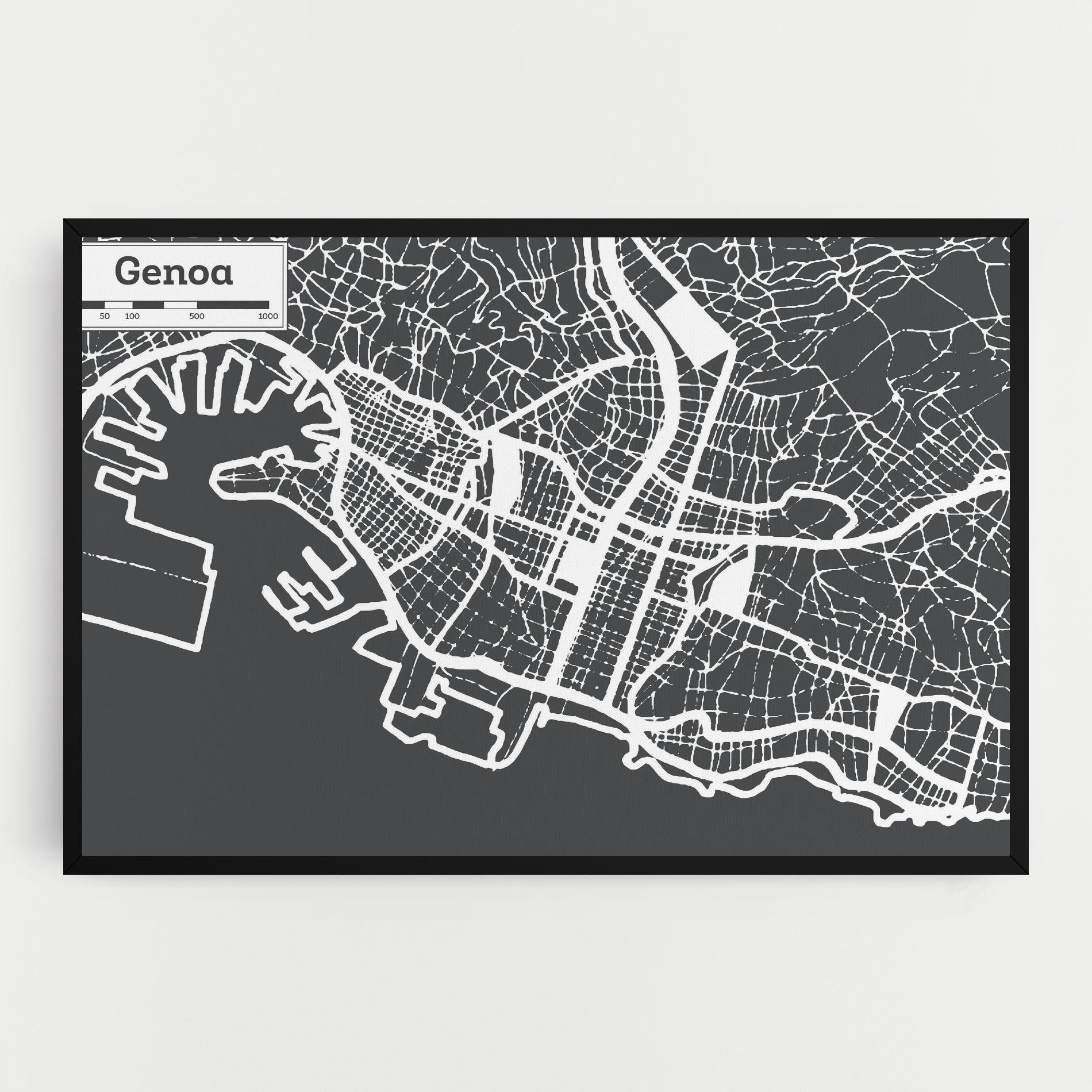 Leinwandbild Genoa Map mockup 0