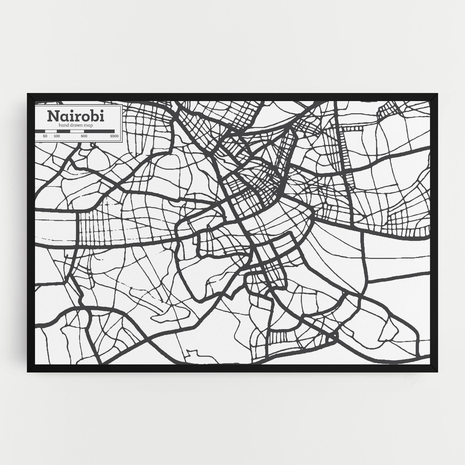 Leinwandbild Nairobi Map mockup 0