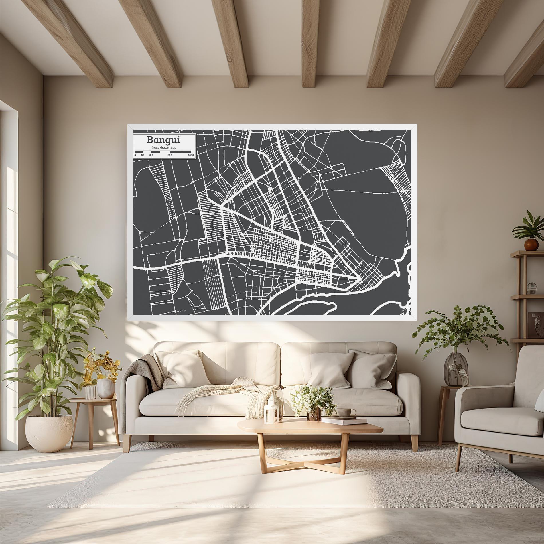 Leinwandbild Bangui Map mockup 6